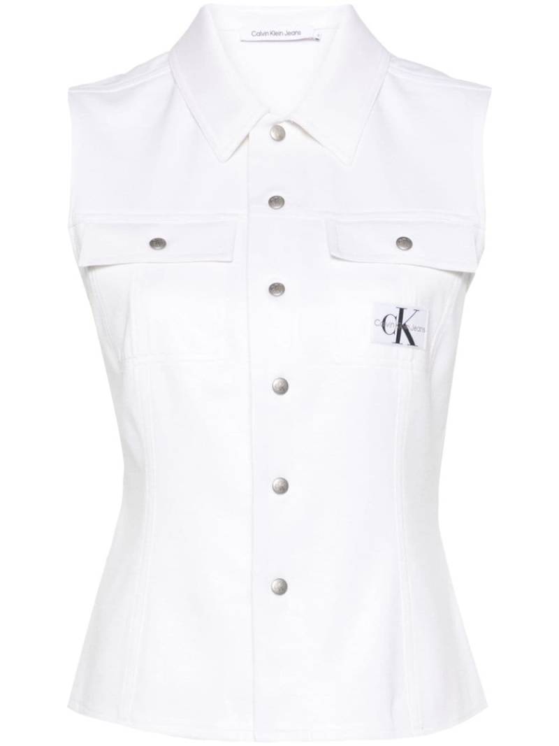 Calvin Klein Jeans logo-patch classic-collar vest - White von Calvin Klein Jeans