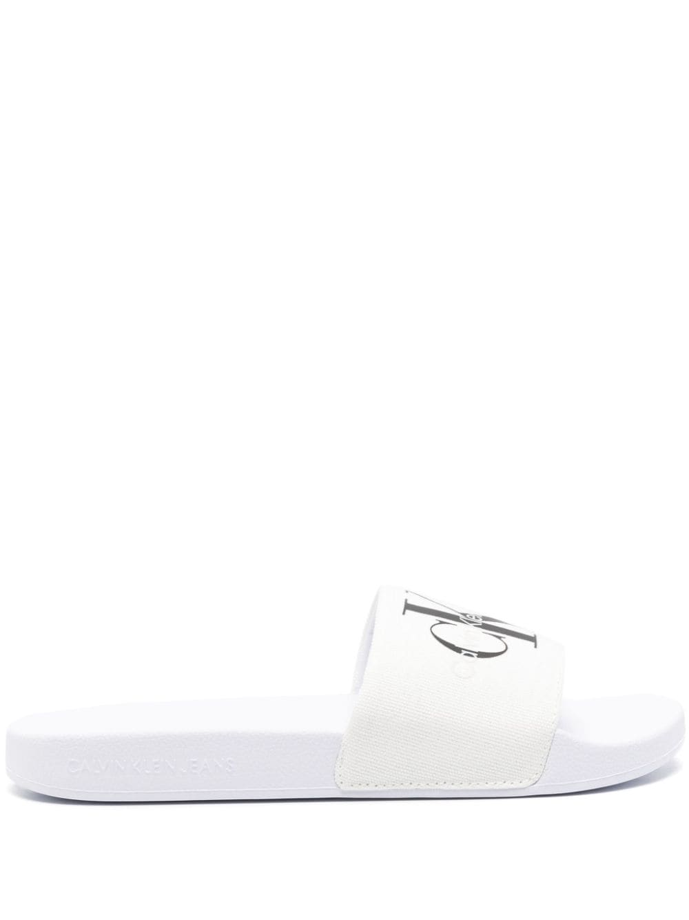 Calvin Klein Jeans logo-print canvas slides - White von Calvin Klein Jeans