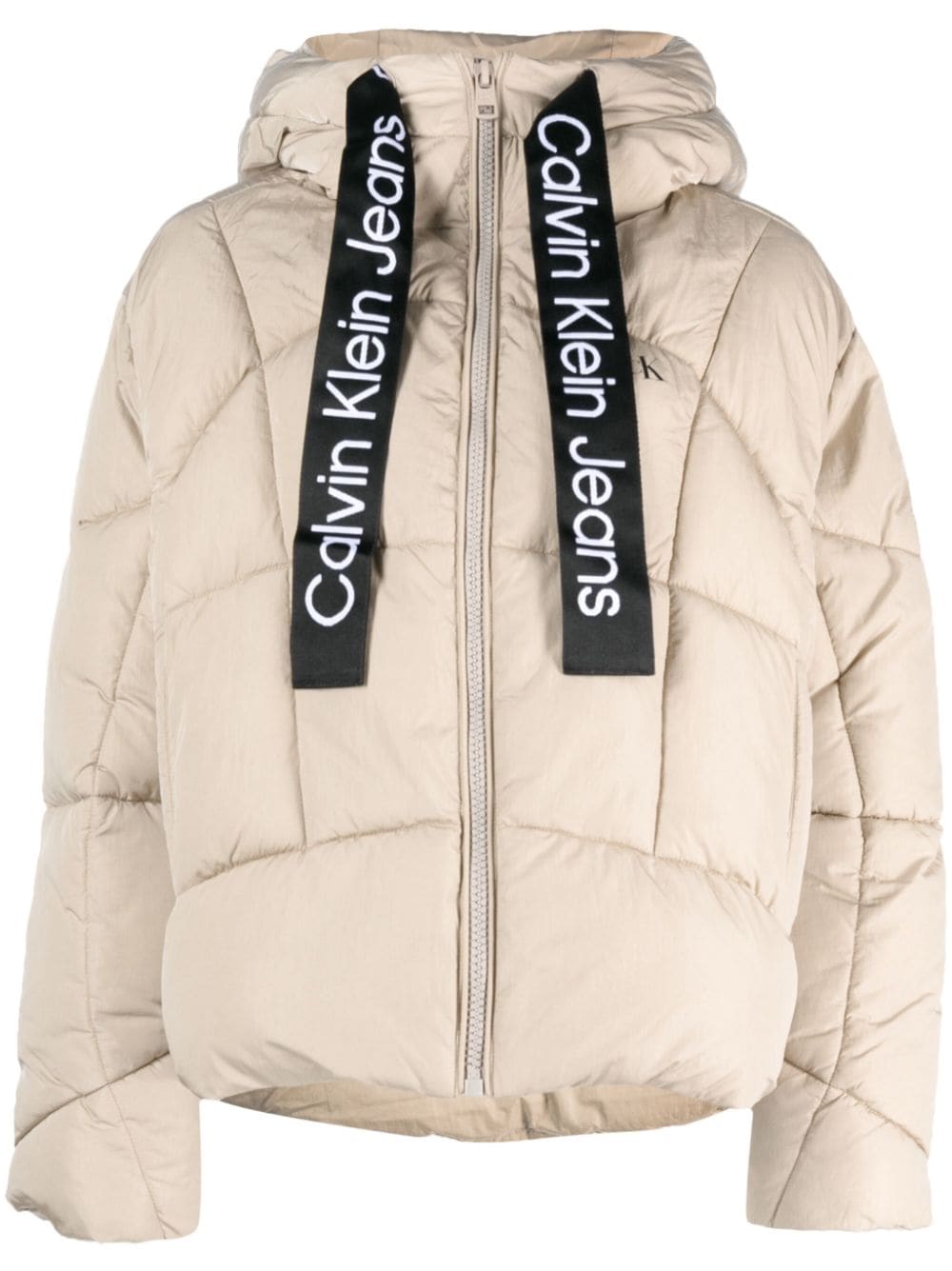 Calvin Klein Jeans logo-print drawstring puffer jacket - Neutrals von Calvin Klein Jeans