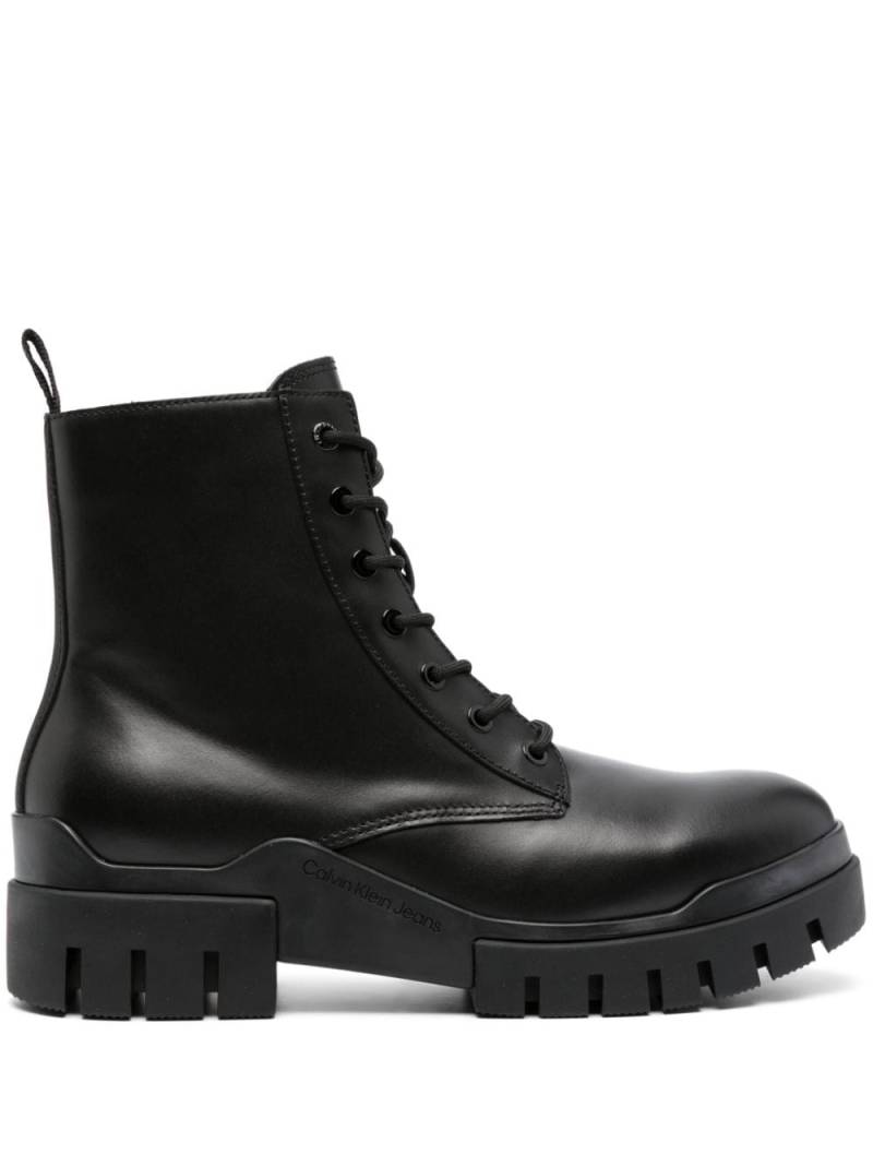 Calvin Klein Jeans panelled 60mm leather combat boots - Black von Calvin Klein Jeans