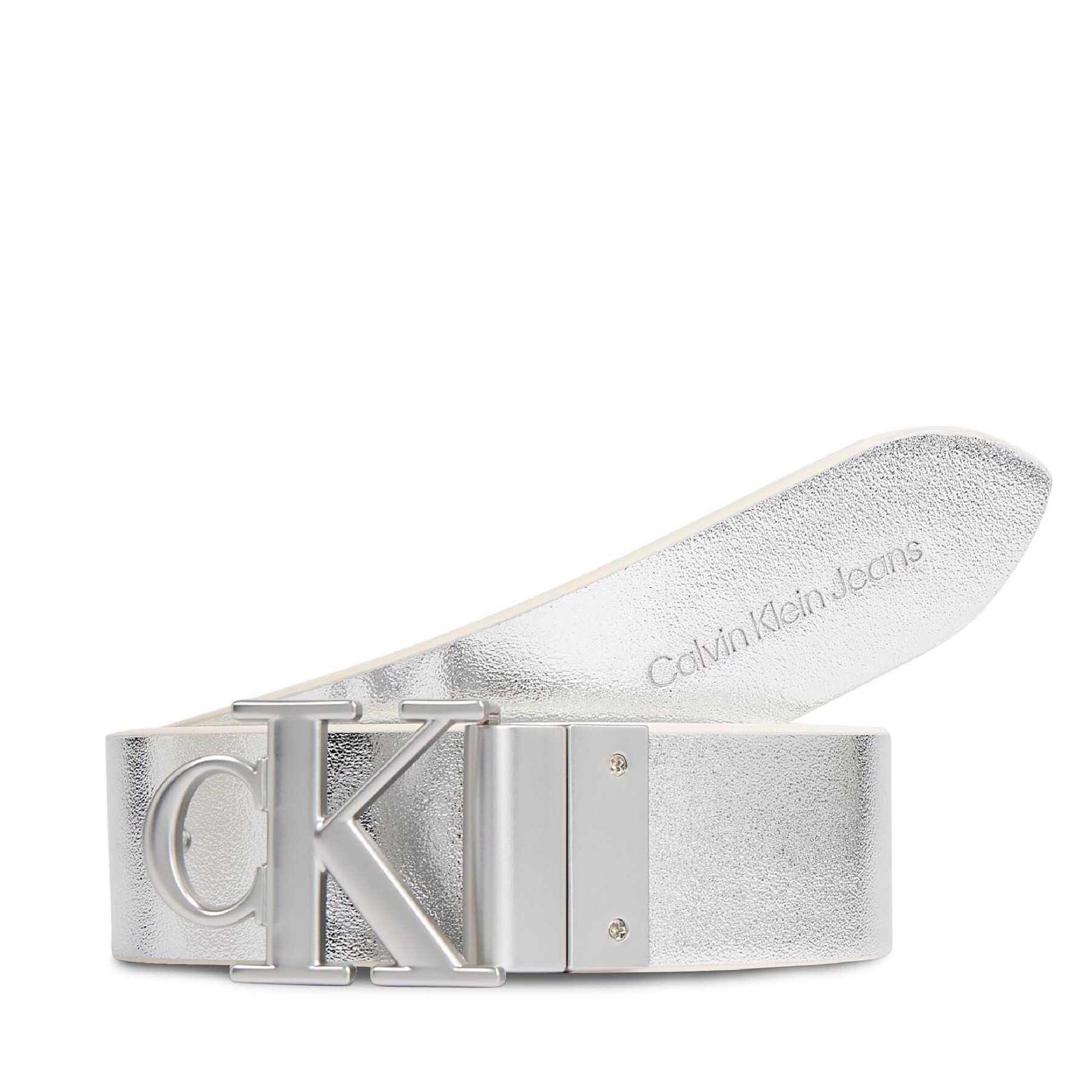 Damengürtel Calvin Klein Jeans Round Mono Pl Rev Lthr Belt 30Mm K60K611489 Weiß von Calvin Klein Jeans