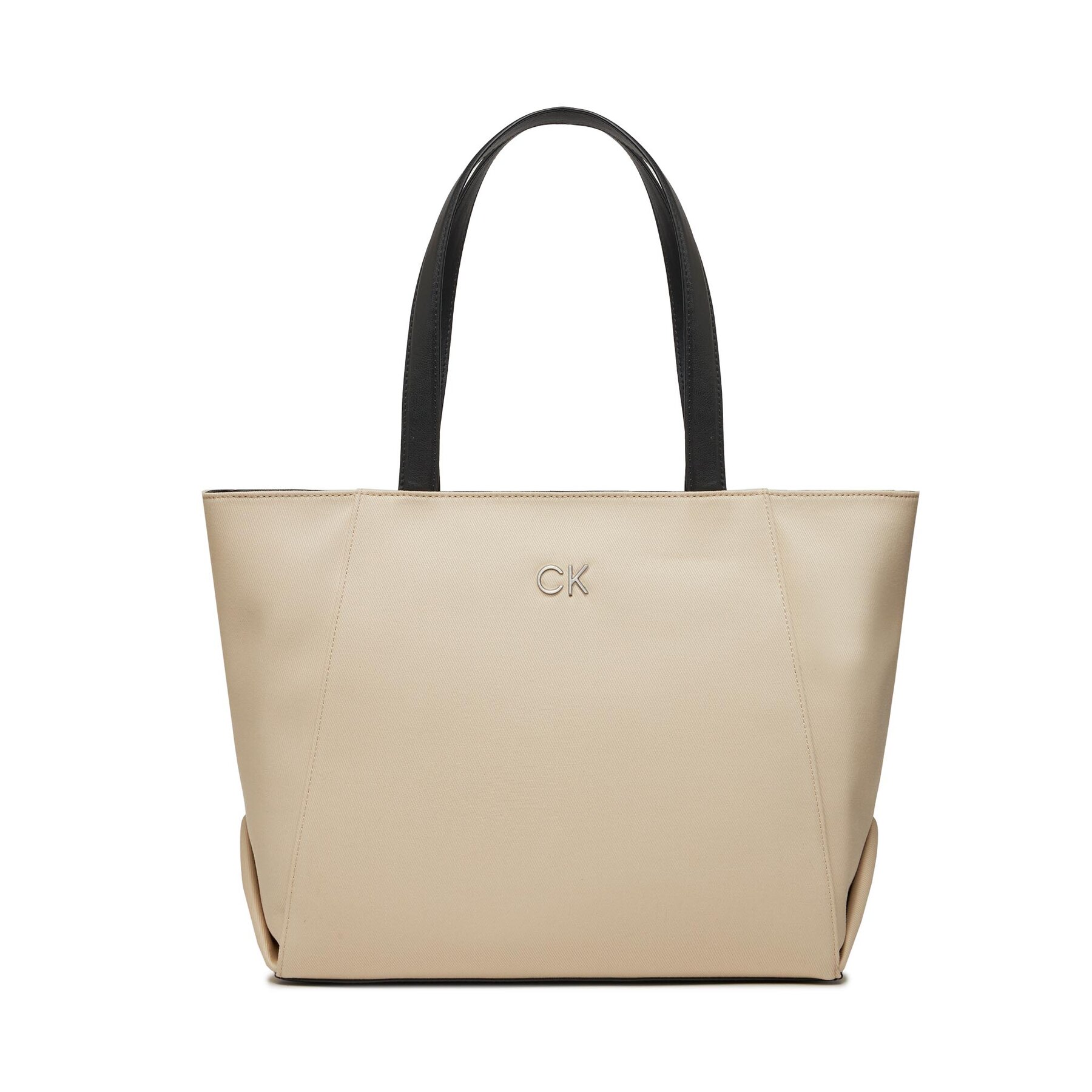 Handtasche Calvin Klein Jeans Re-Lock Seasonal Shopper_Canvas K60K611446 Écru von Calvin Klein Jeans