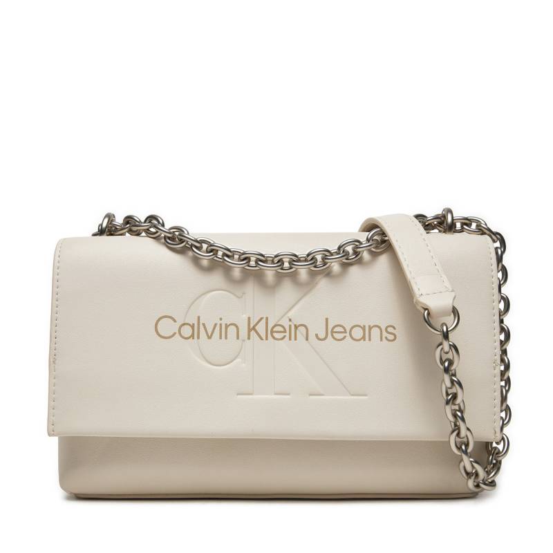 Handtasche Calvin Klein Jeans Sculpted Ew Flap Wichain25 Mono K60K612221 Écru von Calvin Klein Jeans