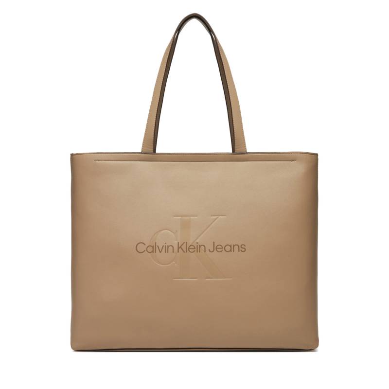 Handtasche Calvin Klein Jeans Sculpted Slim K60K612222 Beige von Calvin Klein Jeans