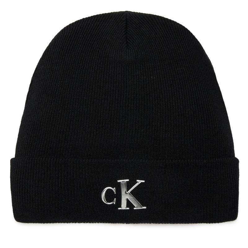 Mütze Calvin Klein Jeans Minimal Monogram Beanie K60K611542 Schwarz von Calvin Klein Jeans