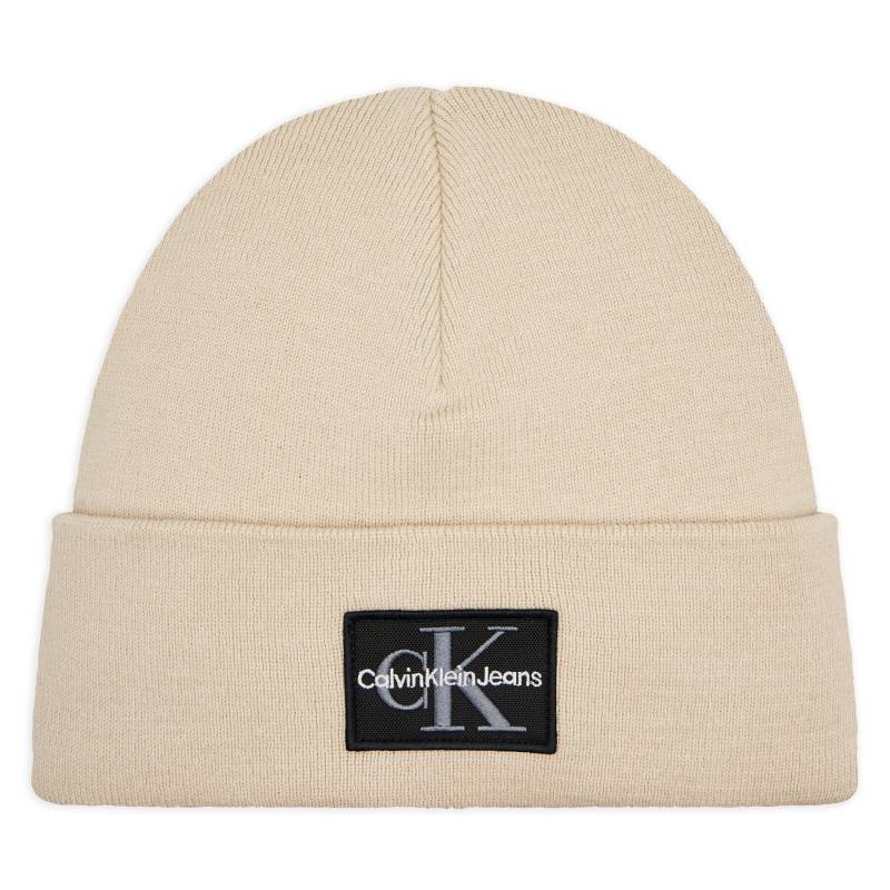 Mütze Calvin Klein Jeans Mono Logo Patch Beanie K50K512148 Beige von Calvin Klein Jeans