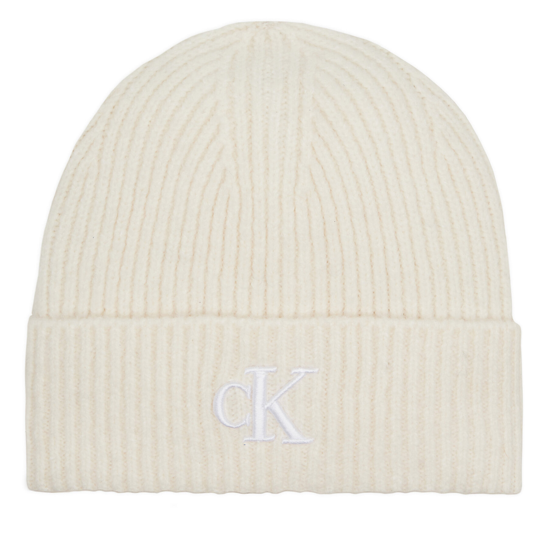 Mütze Calvin Klein Jeans Thick Embroidery Beanie K60K612321 Écru von Calvin Klein Jeans