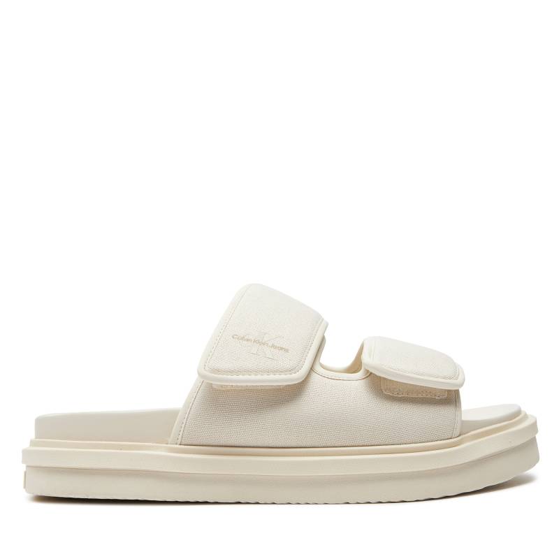 Pantoletten Calvin Klein Jeans Double Bar Sandal Mtl YM0YM01020 Écru von Calvin Klein Jeans