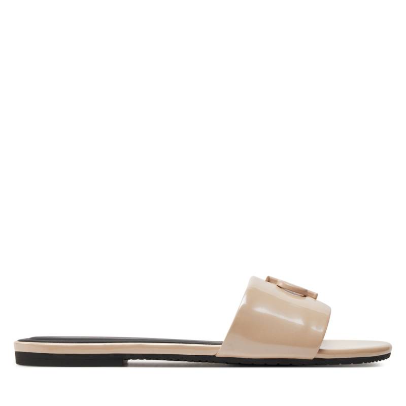 Pantoletten Calvin Klein Jeans Flat Sandal Slide Mg Met YW0YW01348 Beige von Calvin Klein Jeans