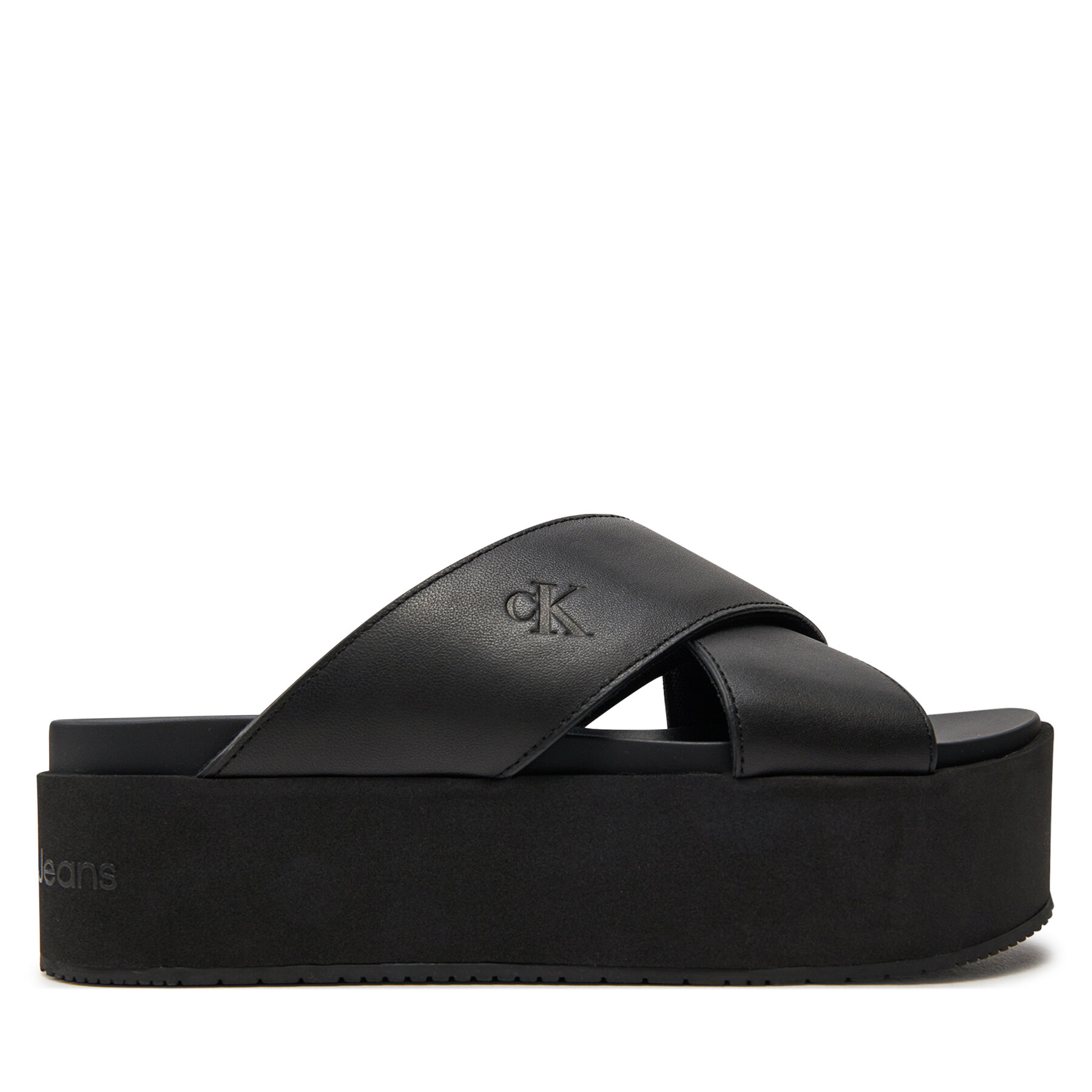 Pantoletten Calvin Klein Jeans Flatform Cross Mg Uc YW0YW01349 Schwarz von Calvin Klein Jeans