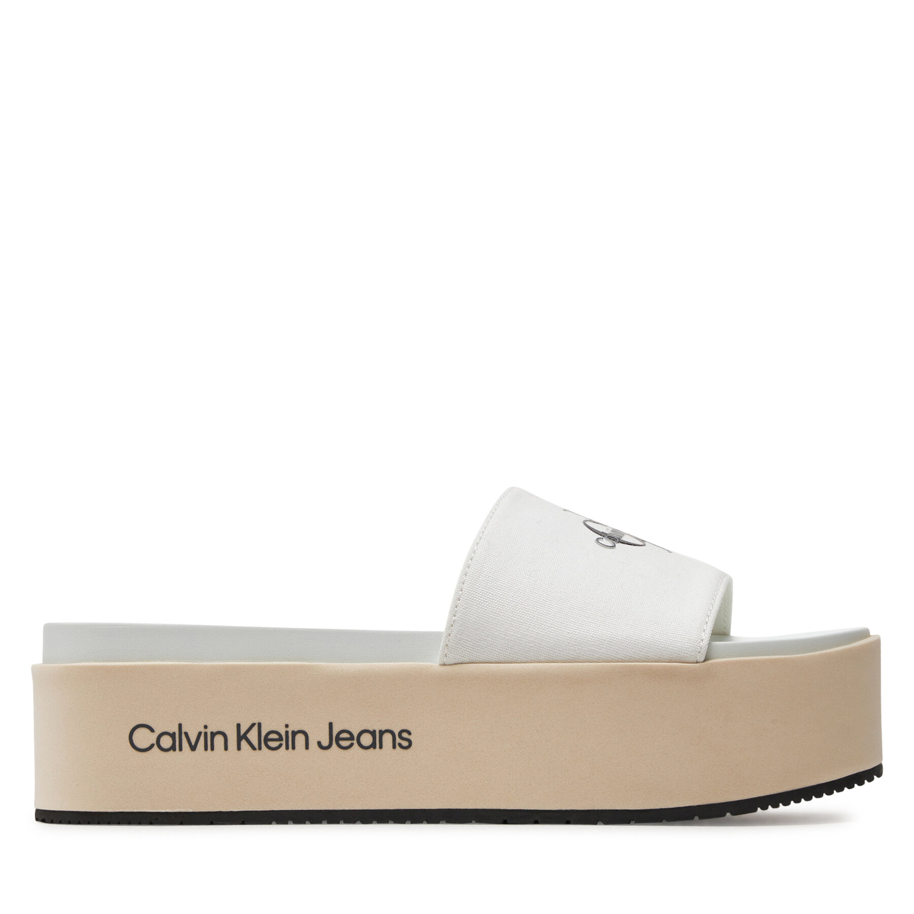 Pantoletten Calvin Klein Jeans Flatform Sandal Met YW0YW01036 Écru von Calvin Klein Jeans