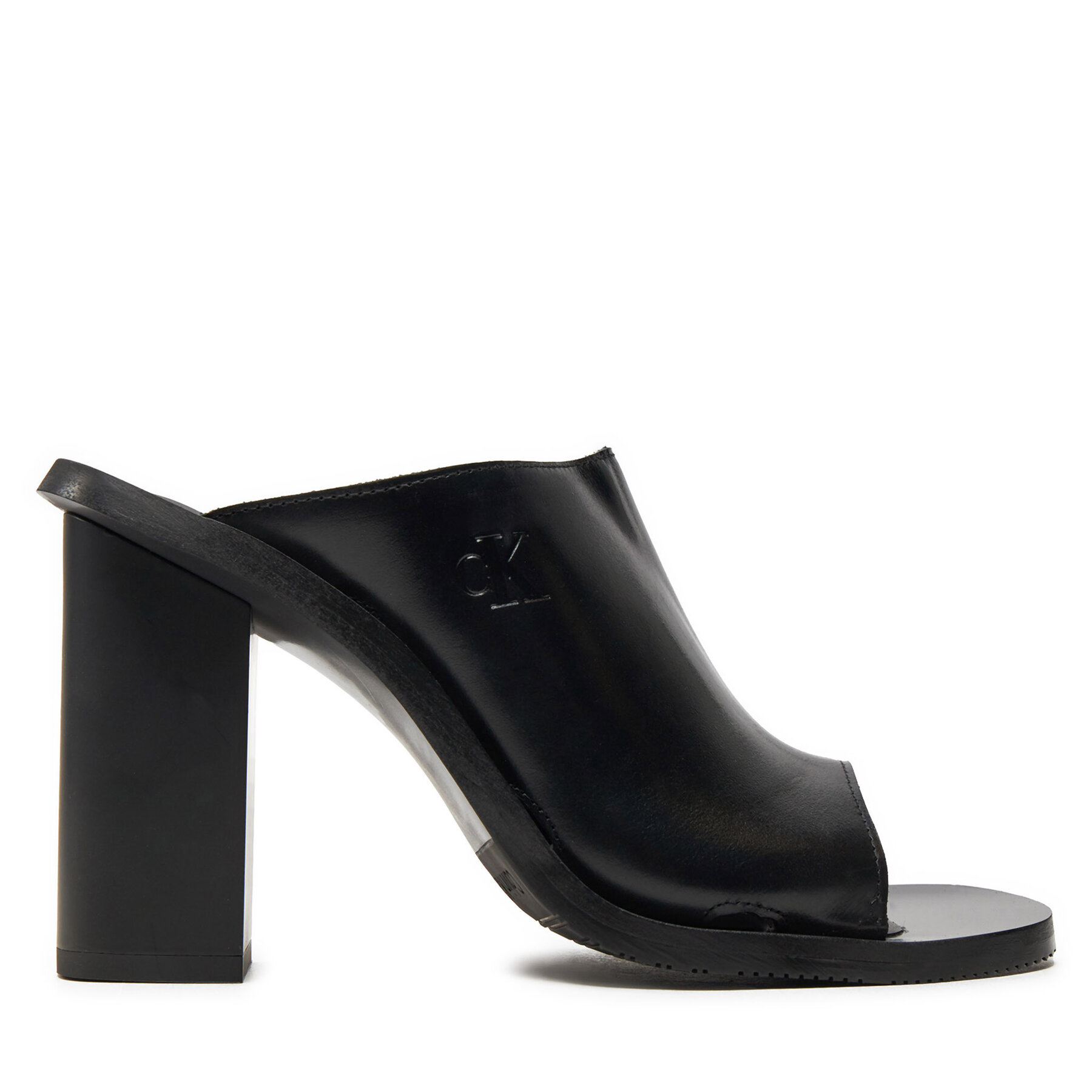 Pantoletten Calvin Klein Jeans Heel Sandal Lth Mg Mtl YW0YW01499 Schwarz von Calvin Klein Jeans