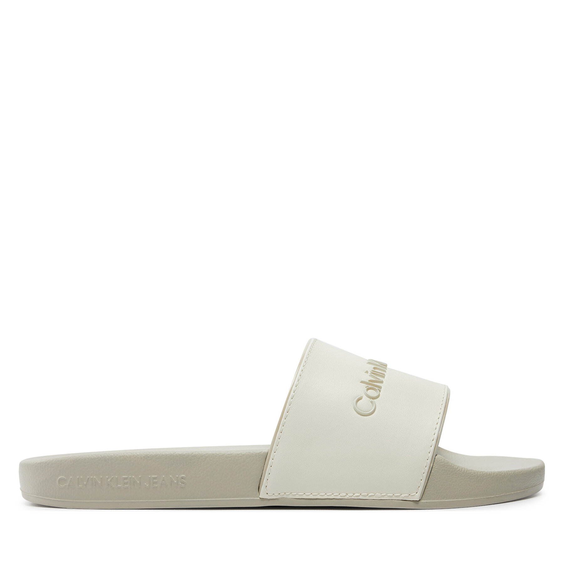 Pantoletten Calvin Klein Jeans Slide Instituitional Mtr YW0YW01508 Écru von Calvin Klein Jeans