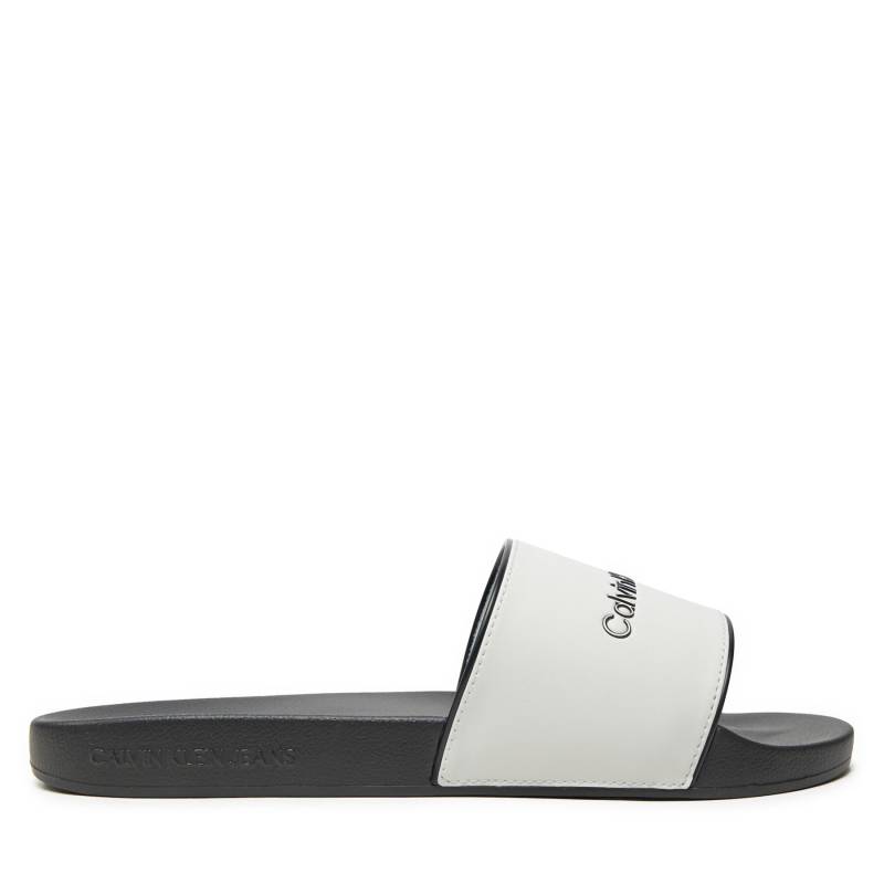 Pantoletten Calvin Klein Jeans Slide Institutional YM0YM01019 Weiß von Calvin Klein Jeans