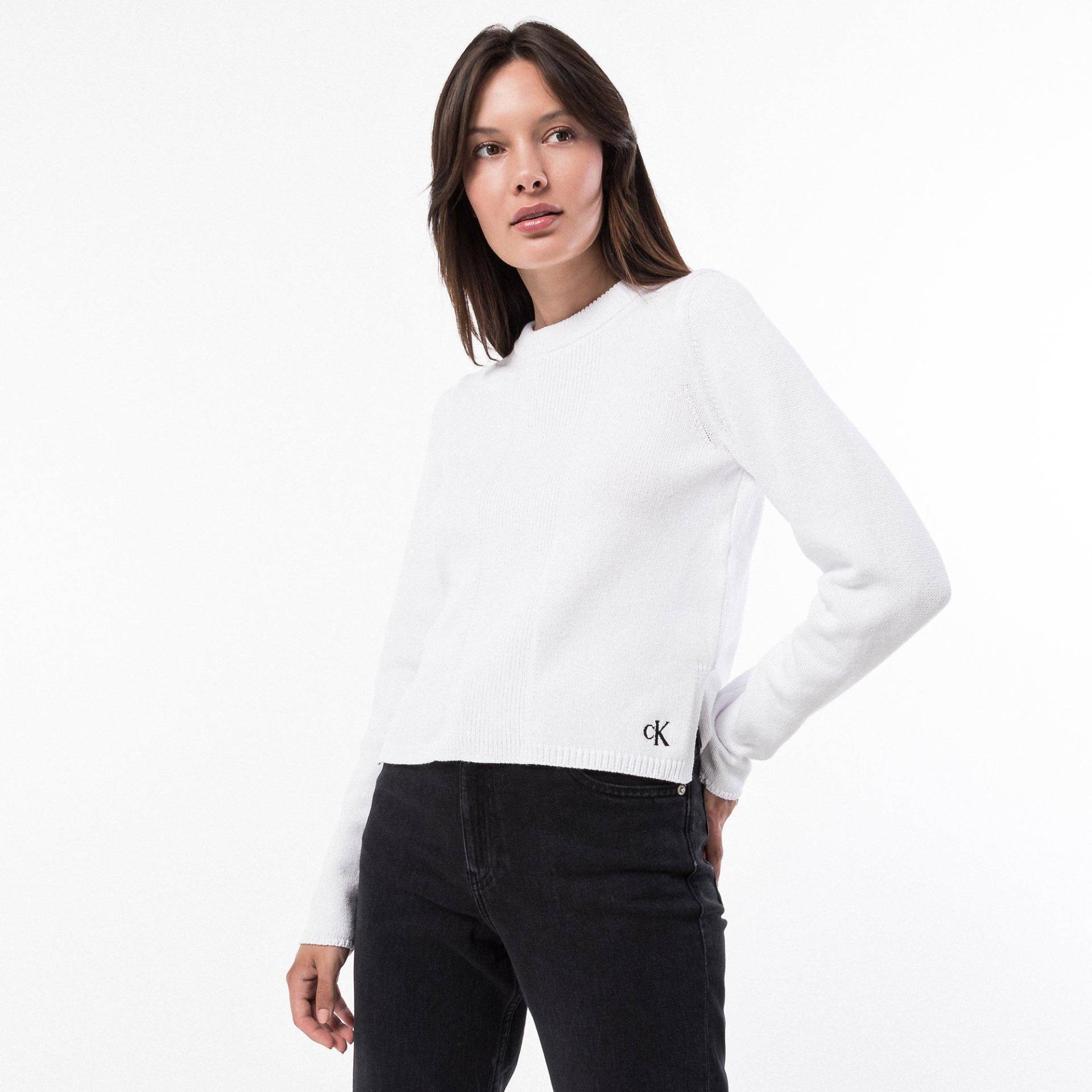 Pullover, Rundhals, Langarm Damen Weiss M von Calvin Klein Jeans