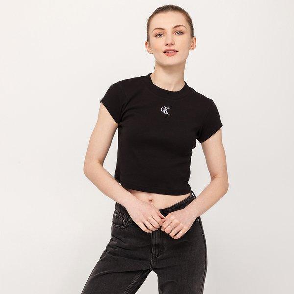 Calvin Klein Jeans - T-Shirt, Rundhals, kurzarm, für Damen, Black, Größe L von Calvin Klein Jeans