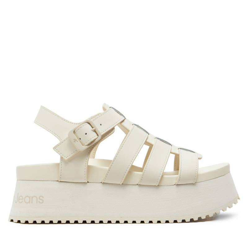 Sandalen Calvin Klein Jeans Platform Buckle Rubber Mg Mtl YW0YW01513 Écru von Calvin Klein Jeans