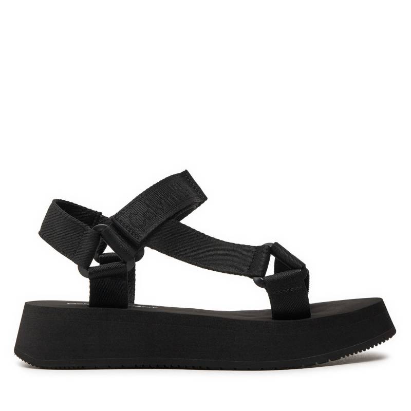 Sandalen Calvin Klein Jeans Sandal Velcro Webbing In Mtl YW0YW01480 Schwarz von Calvin Klein Jeans