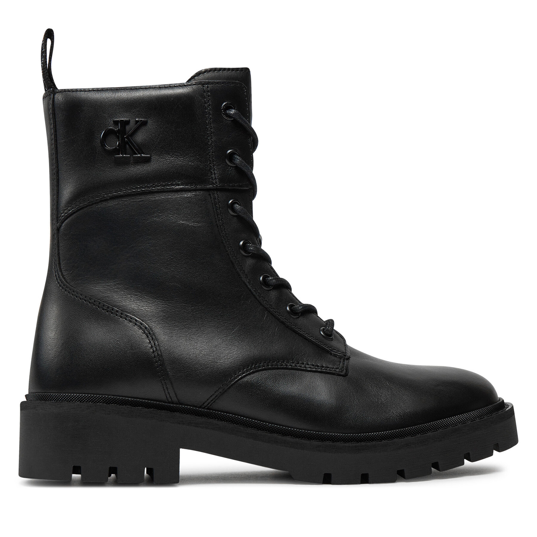 Schnürstiefeletten Calvin Klein Jeans Combat Boot Mid Zip Lth In Calf YW0YW01550 Schwarz von Calvin Klein Jeans