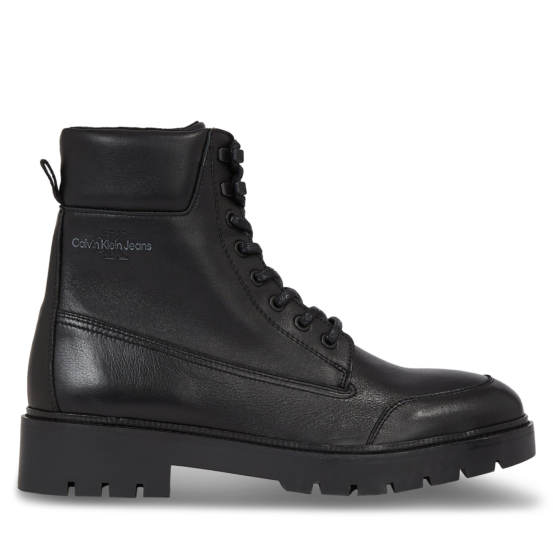 Schnürstiefeletten Calvin Klein Jeans Combat Mid Laceup Wl Lth YM0YM00847 Schwarz von Calvin Klein Jeans