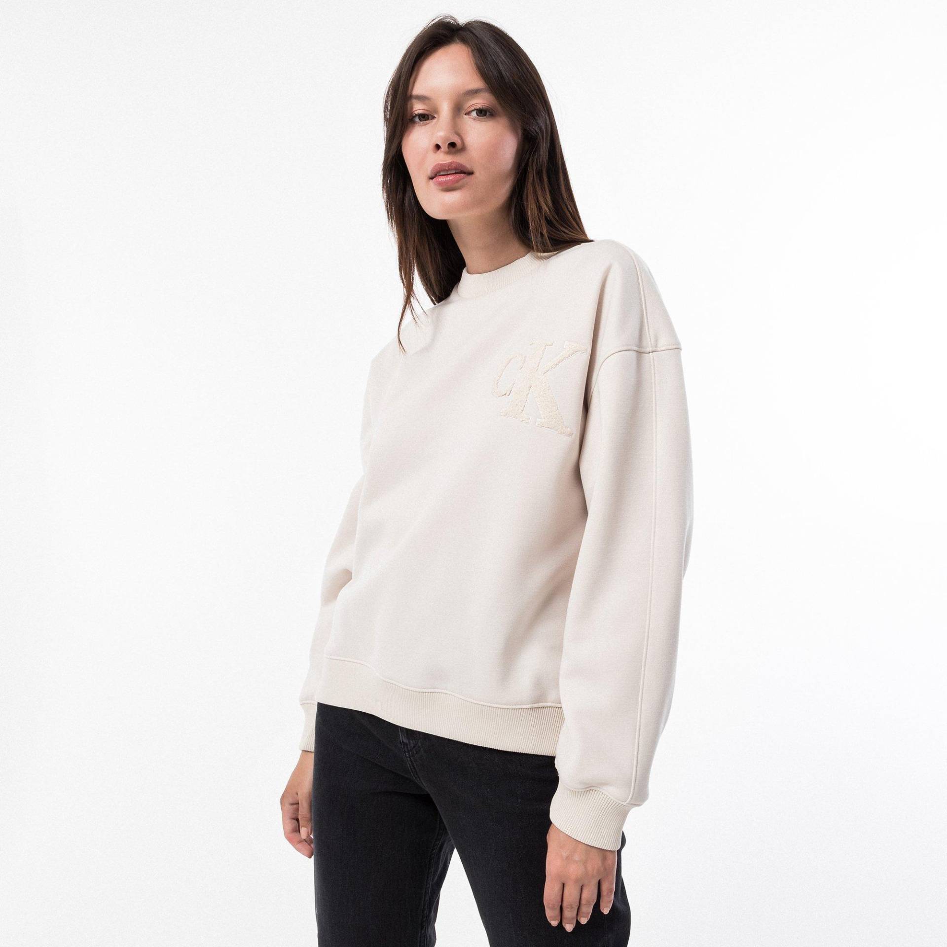 Pullover, Stehkragen, Langarm Damen Elfenbein S von Calvin Klein Jeans