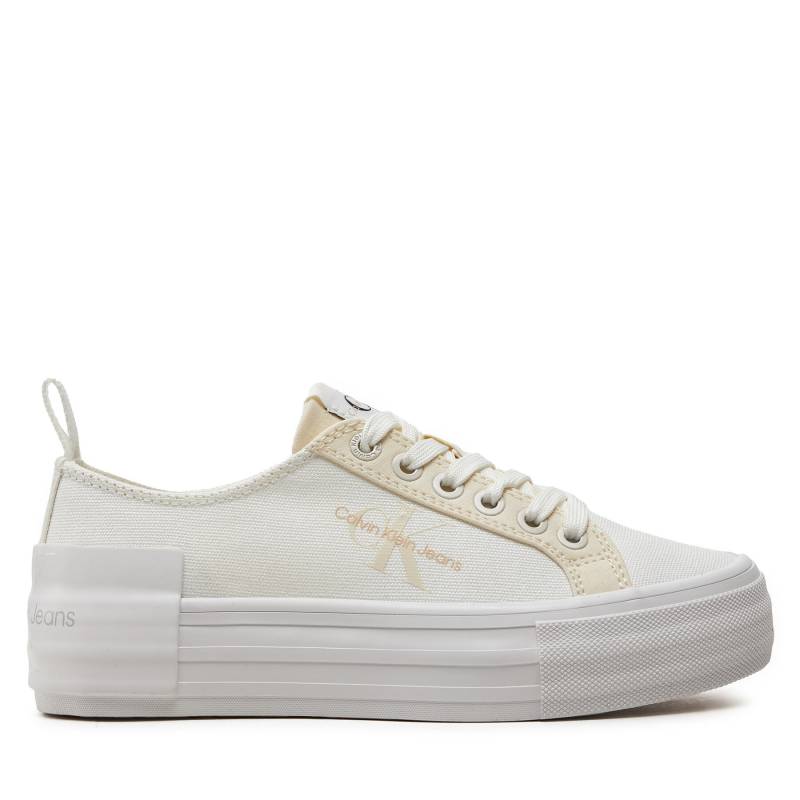 Sneakers aus Stoff Calvin Klein Jeans Bold Vulc Flatf Low Lace Mix Mtl YW0YW01465 Écru von Calvin Klein Jeans