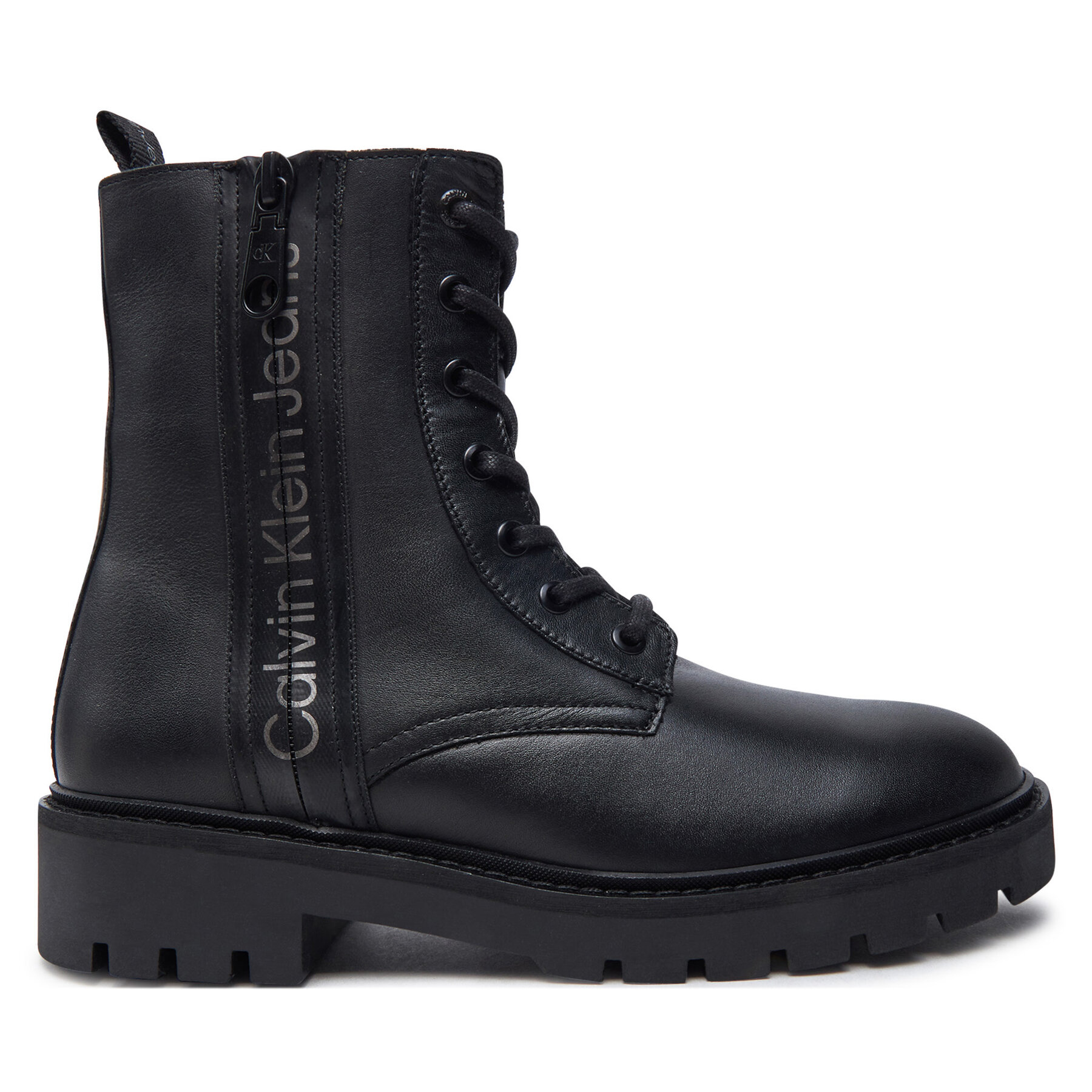 Stiefeletten Calvin Klein Jeans Combat Mid Laceup Zip Wn YW0YW01035 Schwarz von Calvin Klein Jeans