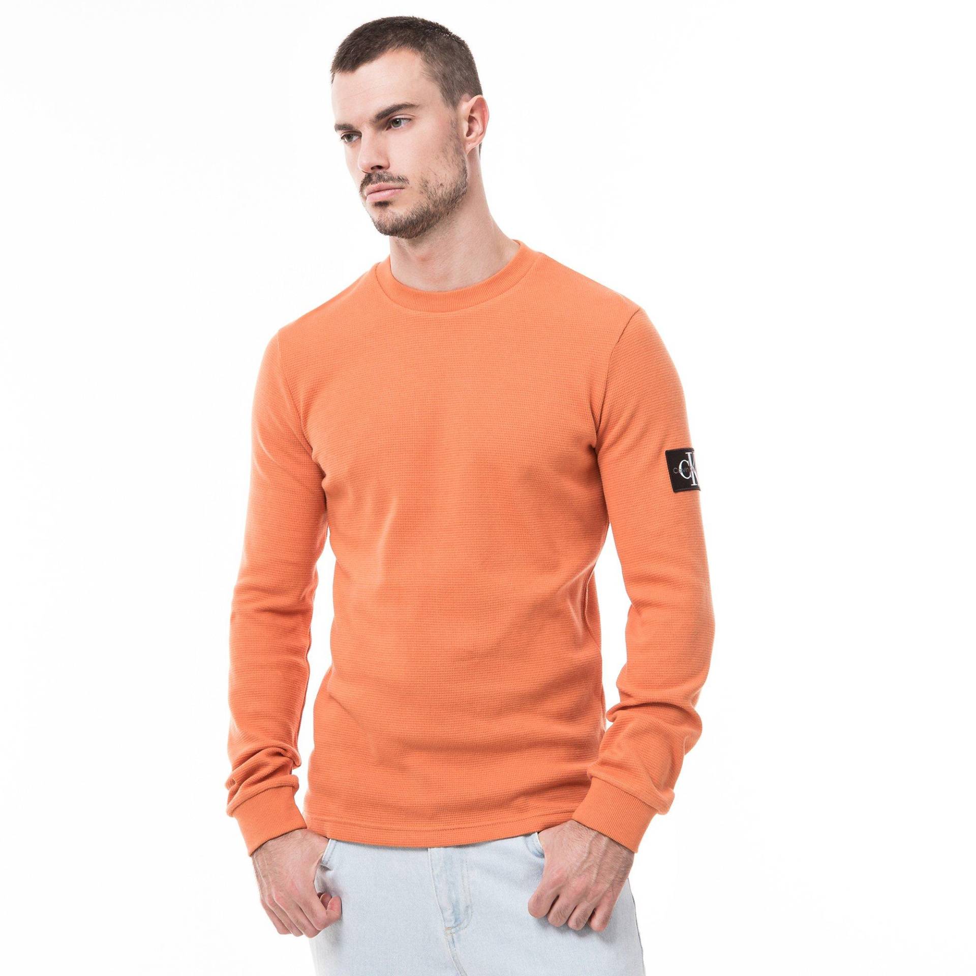 T-shirt, Langarm Herren Orange S von Calvin Klein Jeans