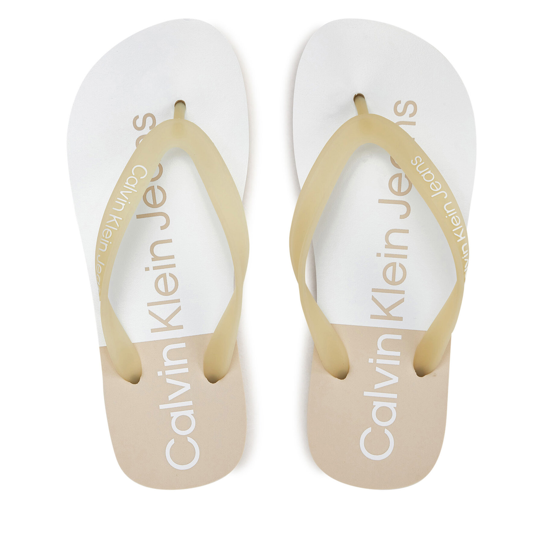 Zehentrenner Calvin Klein Jeans Beach Sandal Flatform Monologo YW0YW01617 Écru von Calvin Klein Jeans