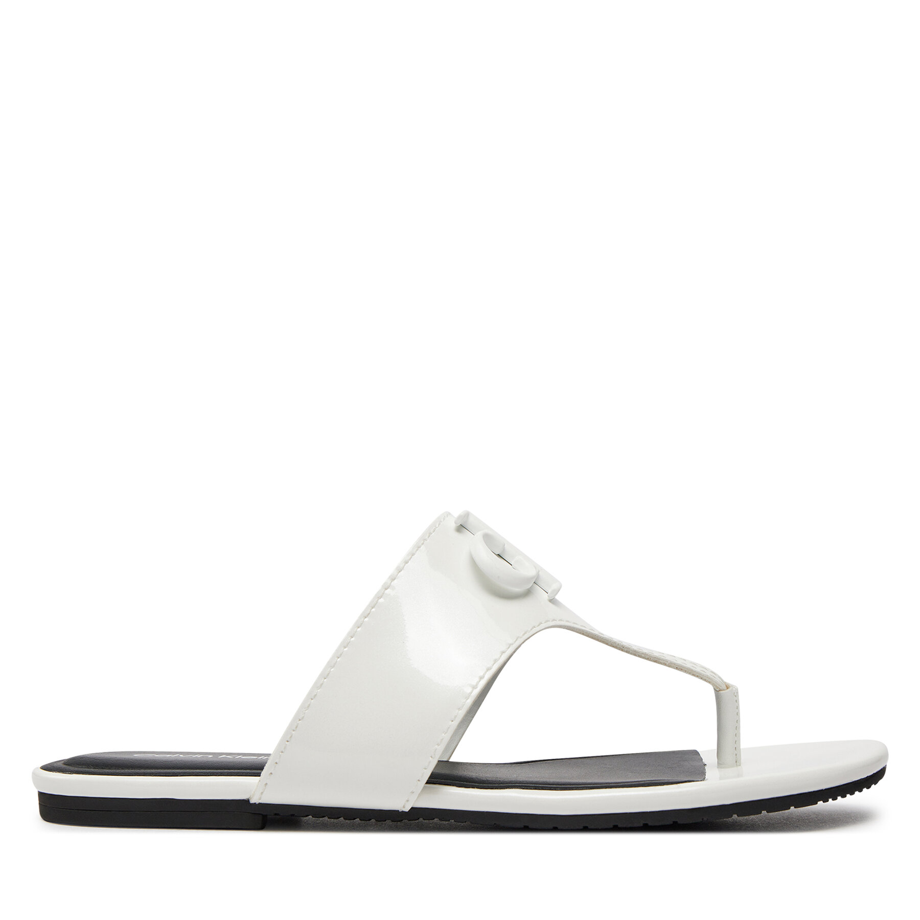 Zehentrenner Calvin Klein Jeans Flat Sandal Slide Toepost Mg Met YW0YW01342 Weiß von Calvin Klein Jeans