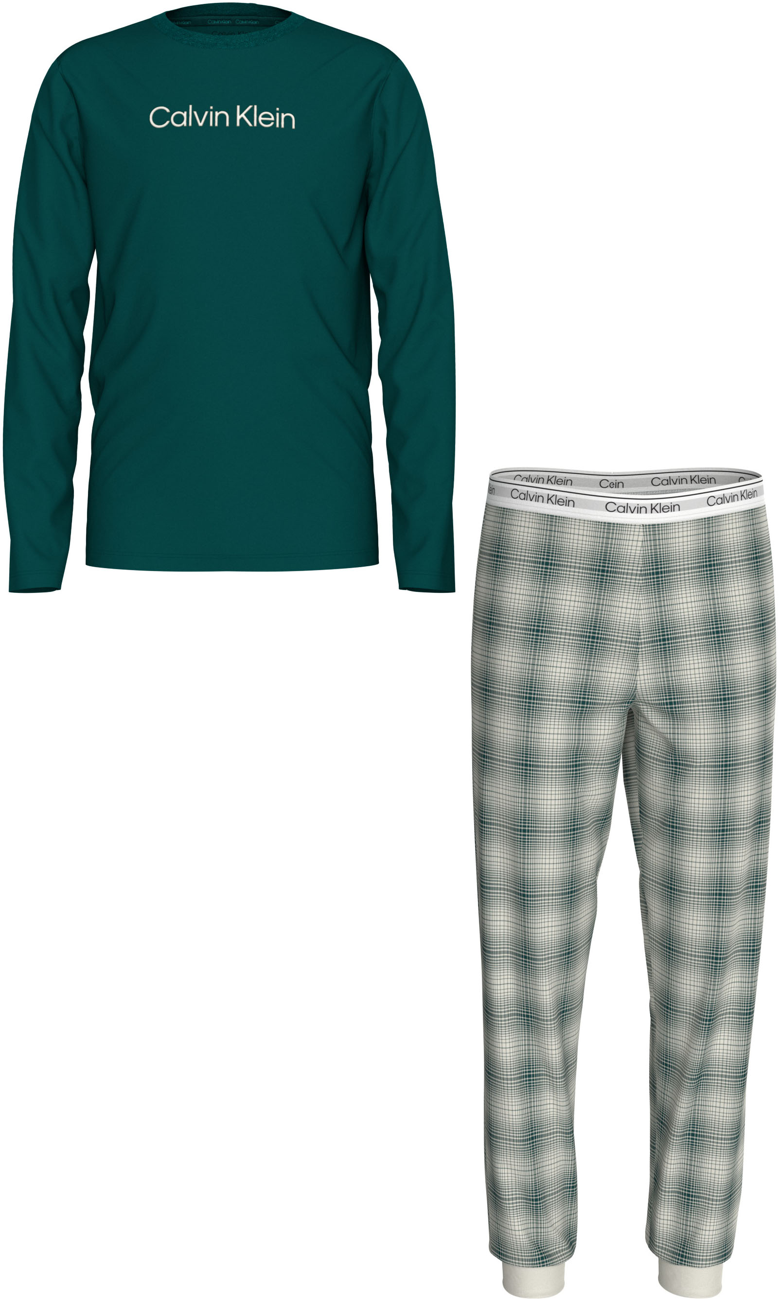 Calvin Klein Underwear Pyjama »KNIT PJ SET (LS+CUFFED PANT)«, (Set, 2 tlg.), für Kinder bis 16 Jahre, mit Logo-Elastikbund