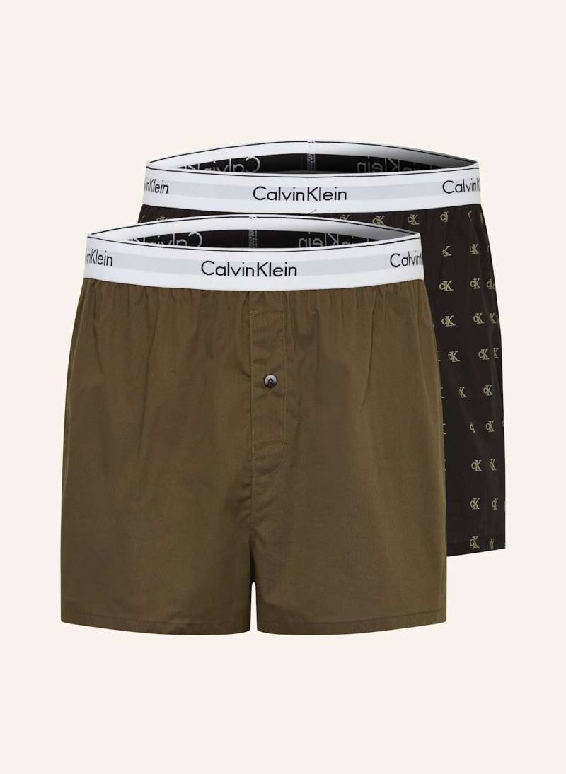 Calvin Klein 2er-Pack Web-Boxershorts Modern Cotton Stretch gruen von Calvin Klein