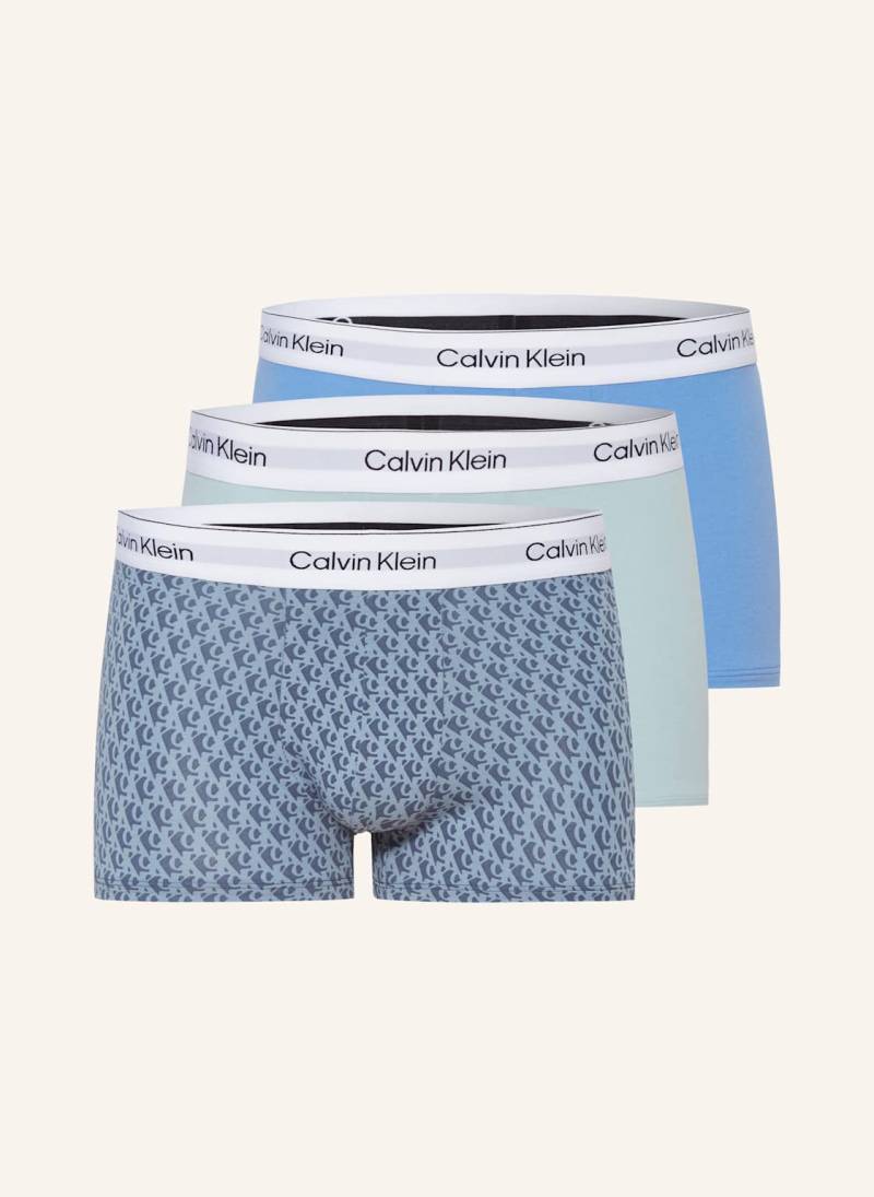 Calvin Klein 3er-Pack Boxershorts Icon Cotton Stretch Low Rise blau von Calvin Klein