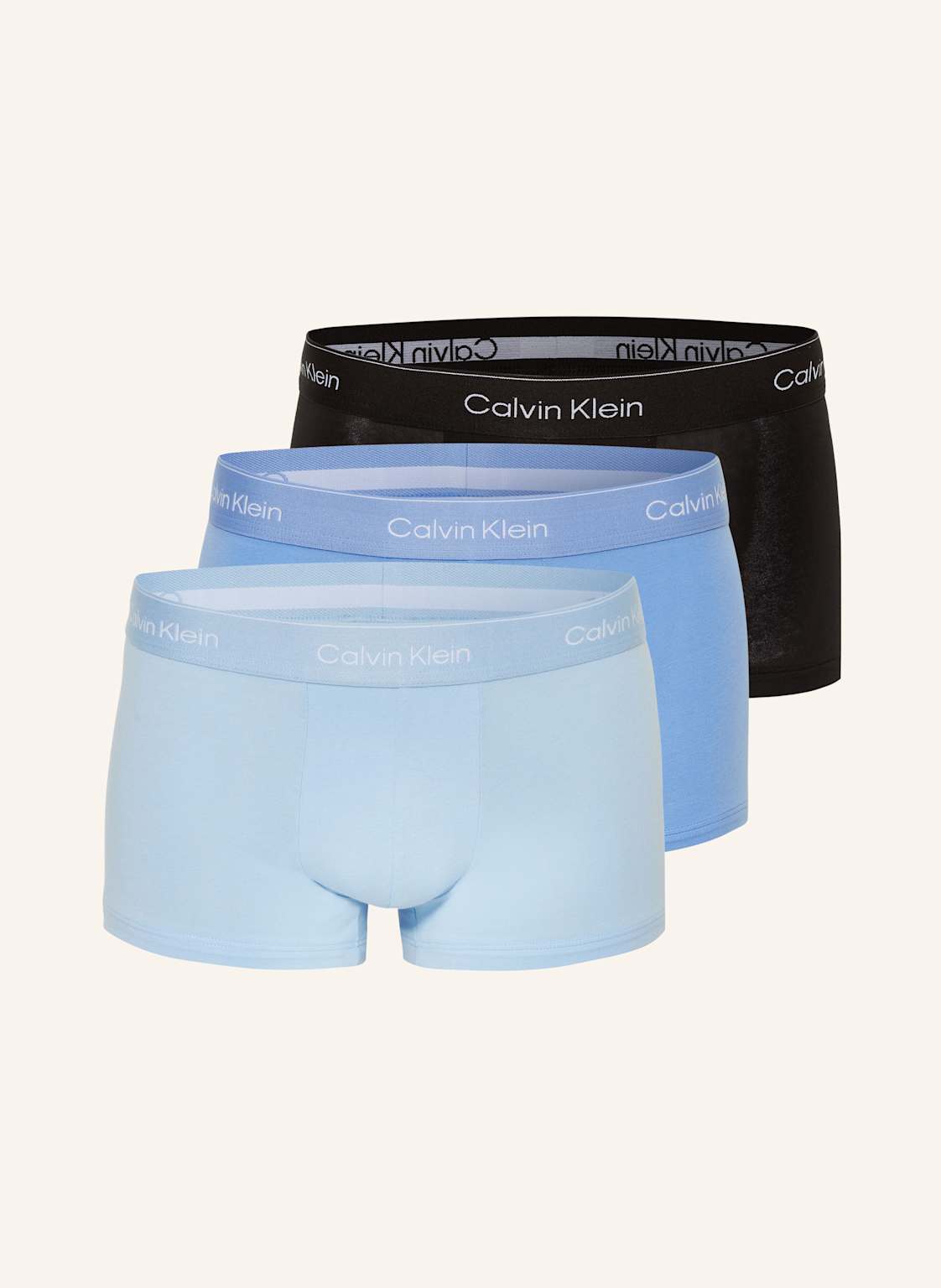 Calvin Klein 3er-Pack Boxershorts Icon Cotton Stretch Low Rise blau von Calvin Klein