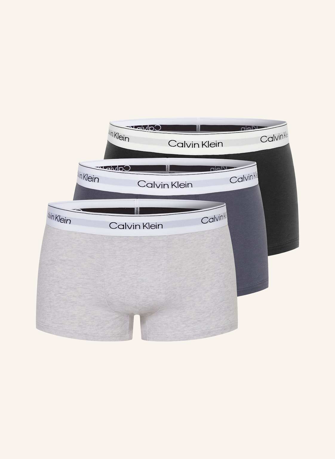 Calvin Klein 3er-Pack Boxershorts Modern Cotton Low Rise grau von Calvin Klein