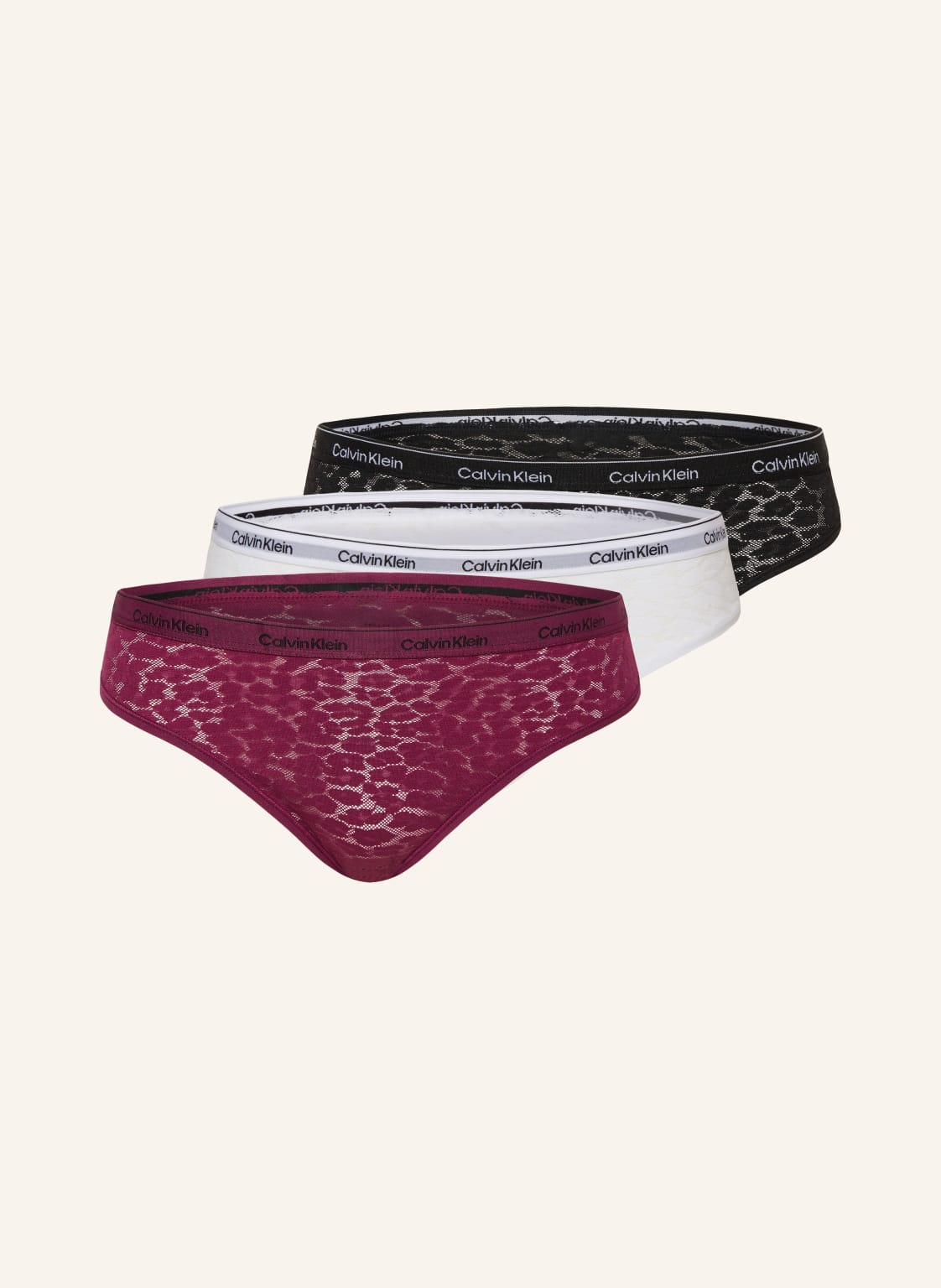 Calvin Klein 3er-Pack Slips Modern Lace rot von Calvin Klein