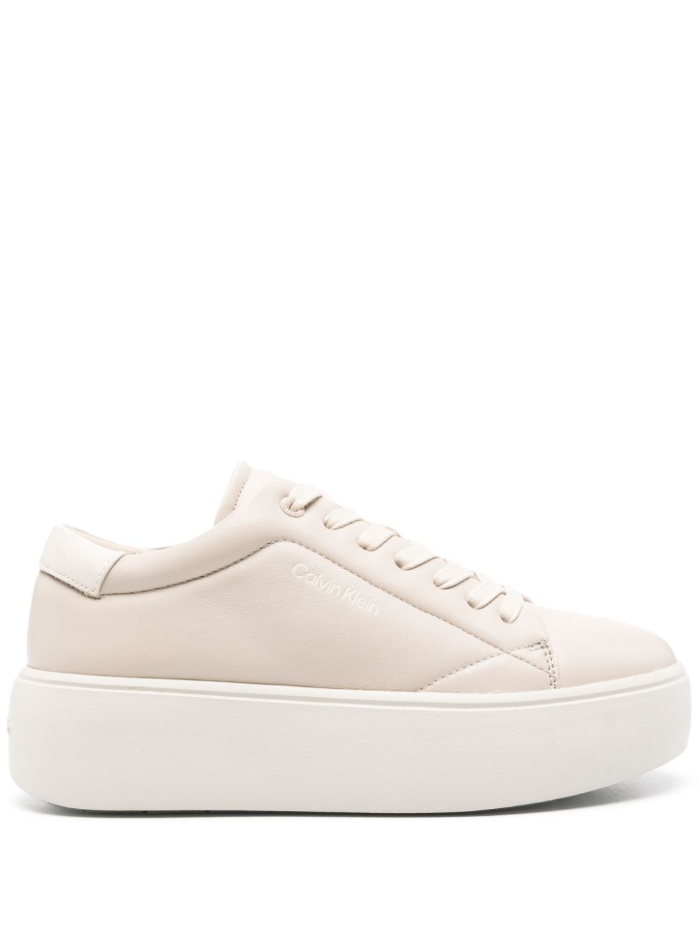 Calvin Klein 50mm leather flatform sneakers - Neutrals von Calvin Klein