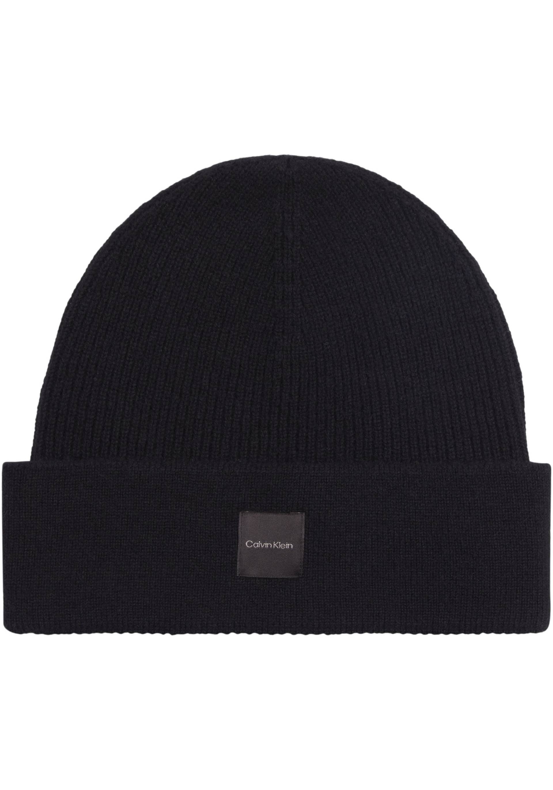 Calvin Klein Beanie »CASHMERE CHUNKY OPEN RIB BEANIE«, mit Logopatch von Calvin Klein