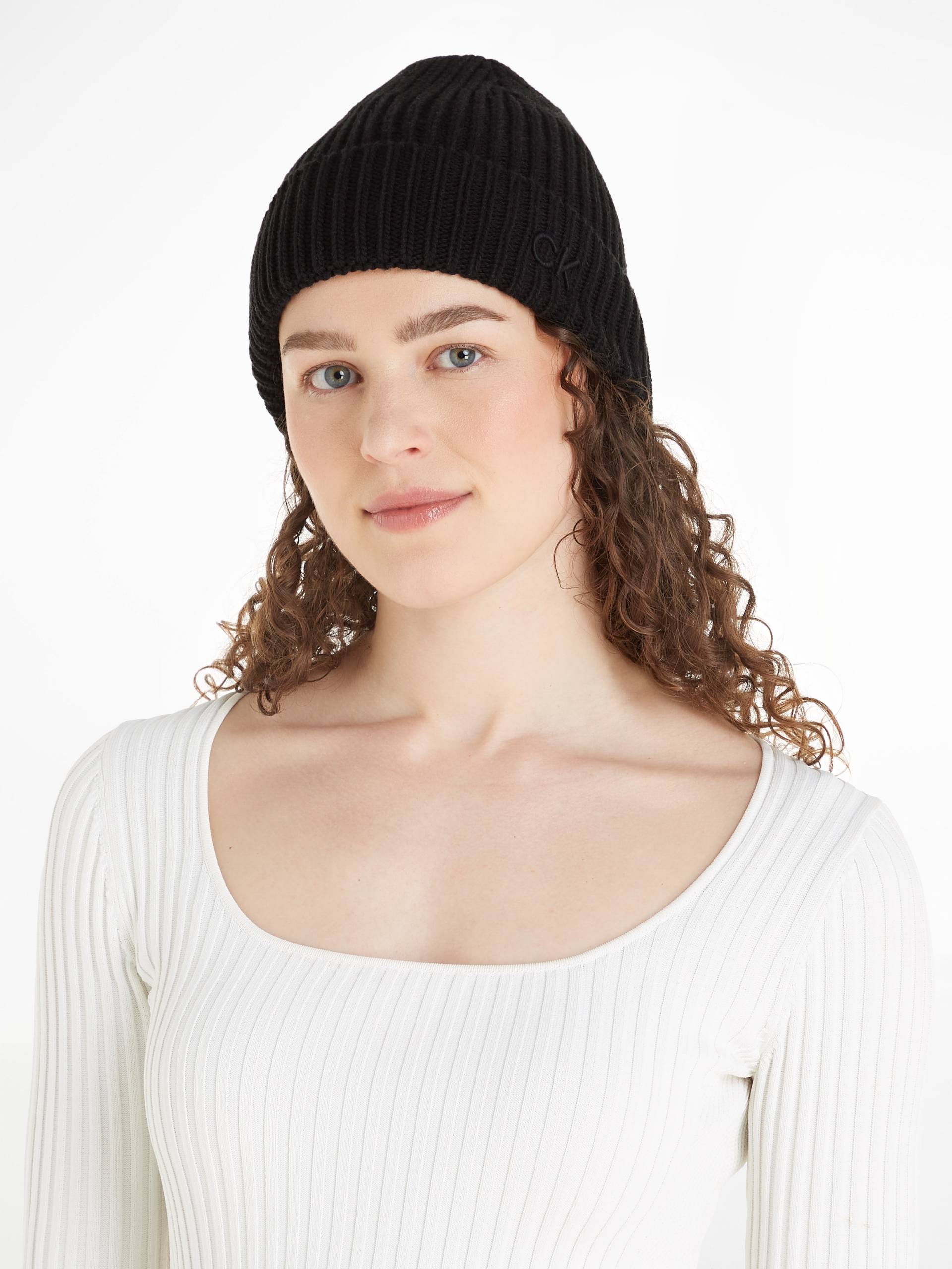 Calvin Klein Beanie »CK EMBROIDERY COTTON RIB BEANIE«, mit Logostickerei von Calvin Klein