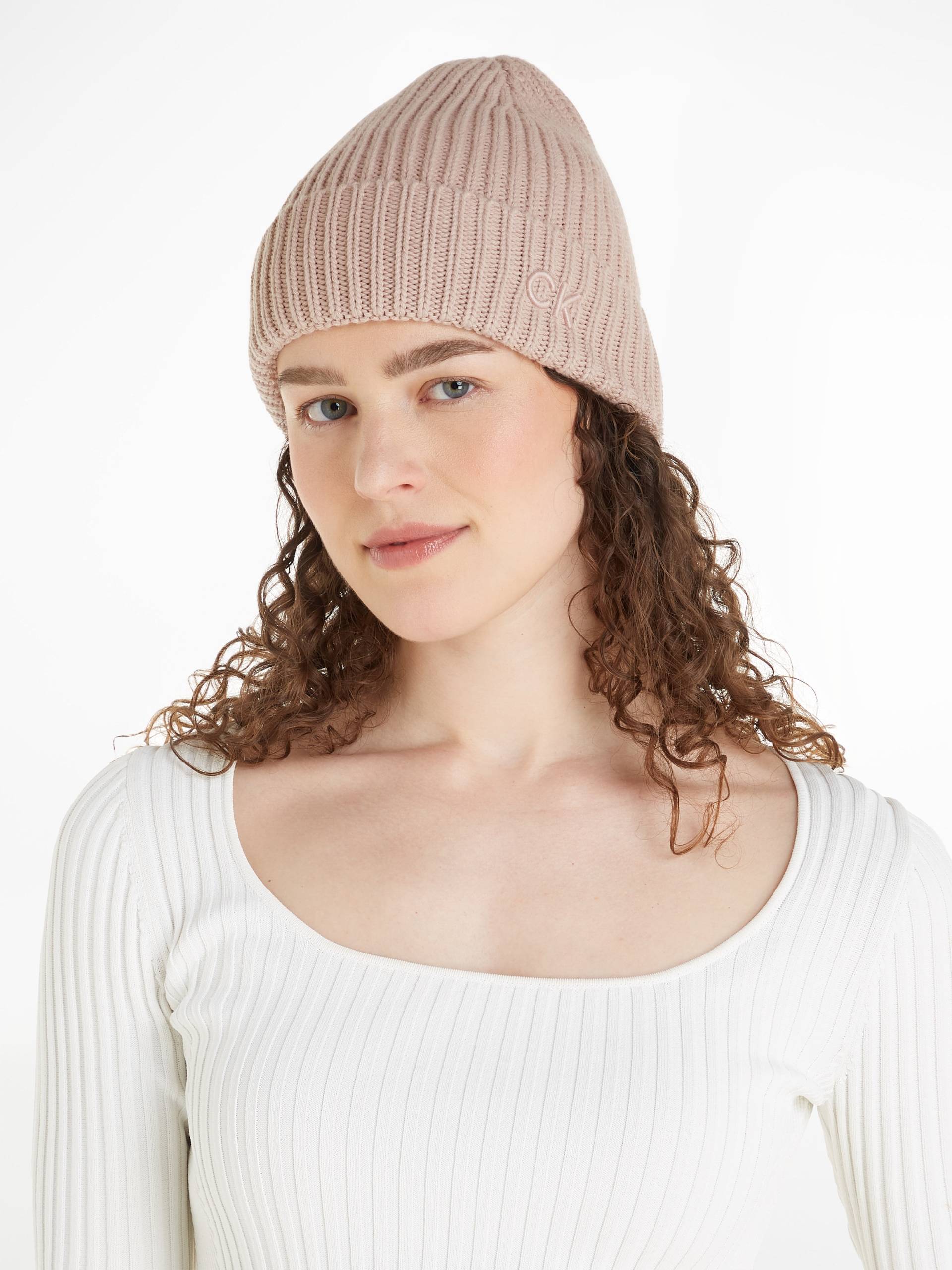 Calvin Klein Beanie »CK EMBROIDERY COTTON RIB BEANIE«, mit Logostickerei von Calvin Klein