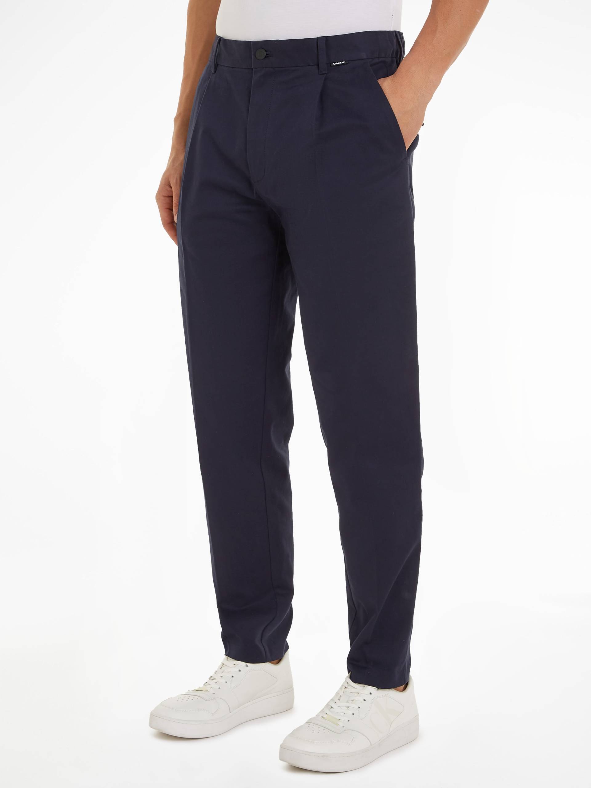 Calvin Klein Bügelfaltenhose »MODERN TWILL TAPERED PLEAT PANTS«, mit Logoprägung von Calvin Klein