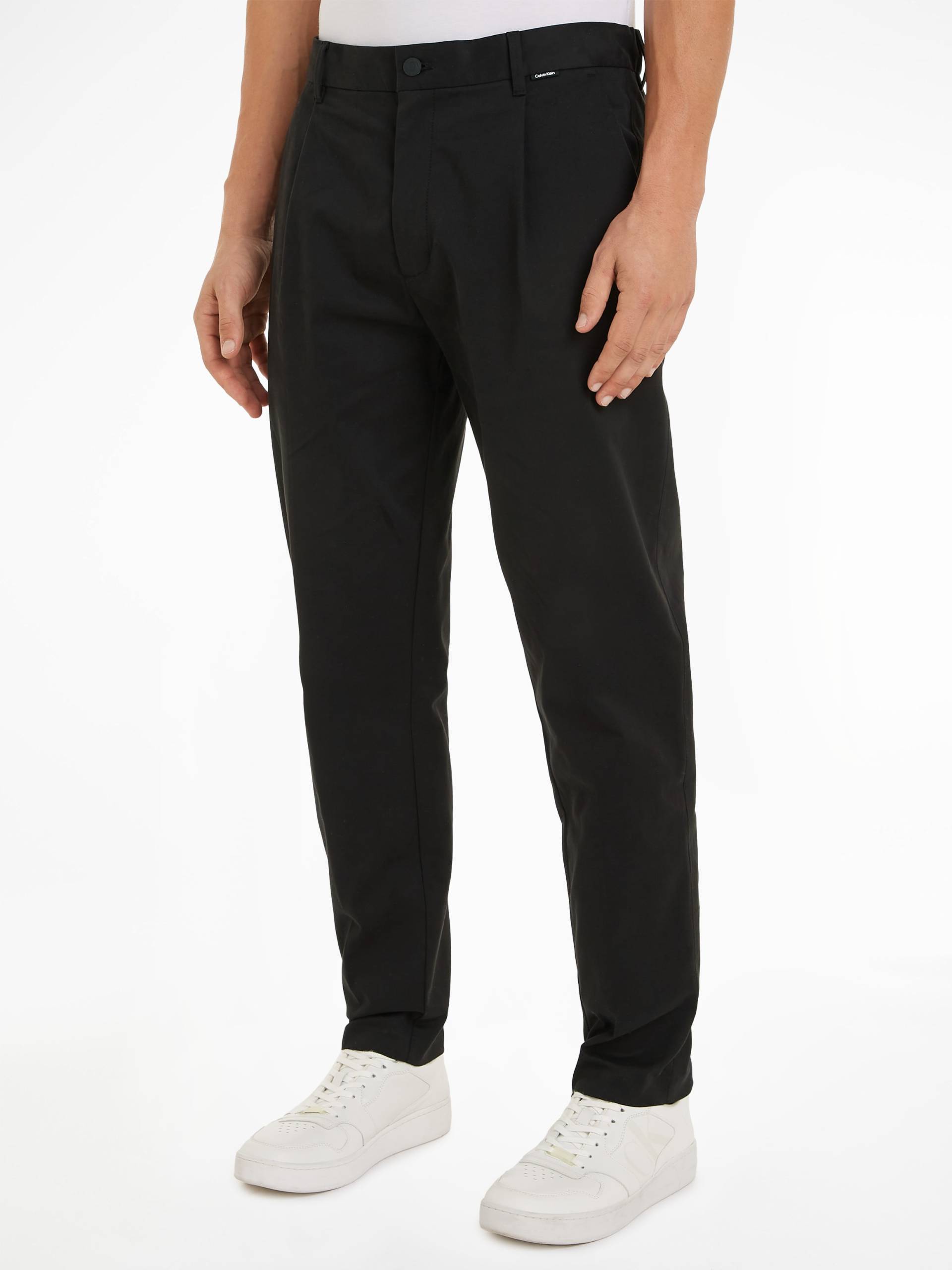 Calvin Klein Bügelfaltenhose »MODERN TWILL TAPERED PLEAT PANTS«, mit Logoprägung von Calvin Klein