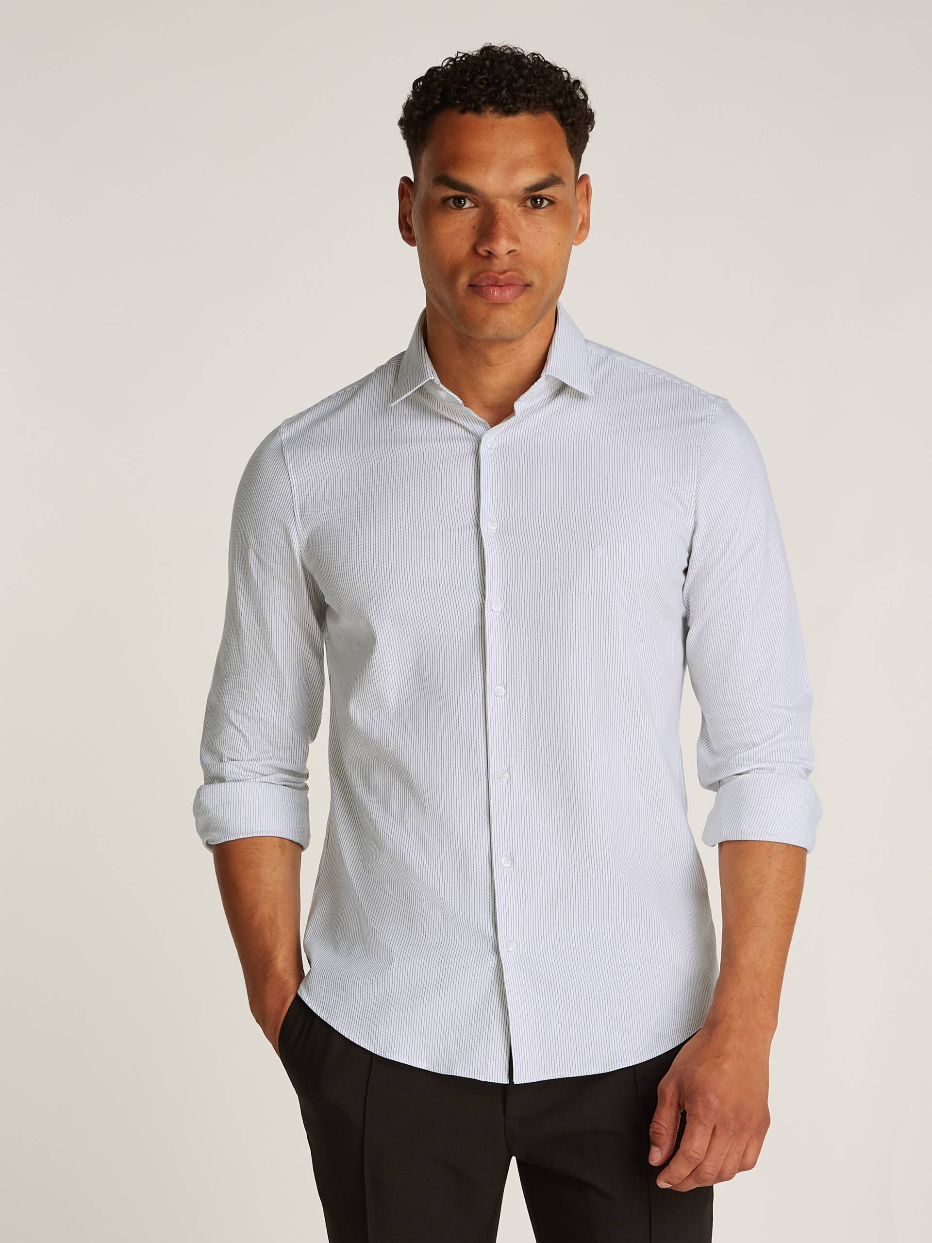 Calvin Klein Businesshemd »BUSINESS STRIPE SLIM SHIRT«, mit Logoprint von Calvin Klein