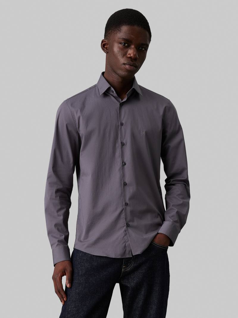 Calvin Klein Businesshemd »POPLIN STRETCH SLIM SHIRT«, mit Kentkragen, Logoprint auf Brusthöhe von Calvin Klein