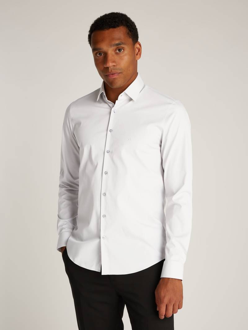 Calvin Klein Businesshemd »POPLIN STRETCH SLIM SHIRT«, mit Kentkragen, Logoprint auf Brusthöhe von Calvin Klein