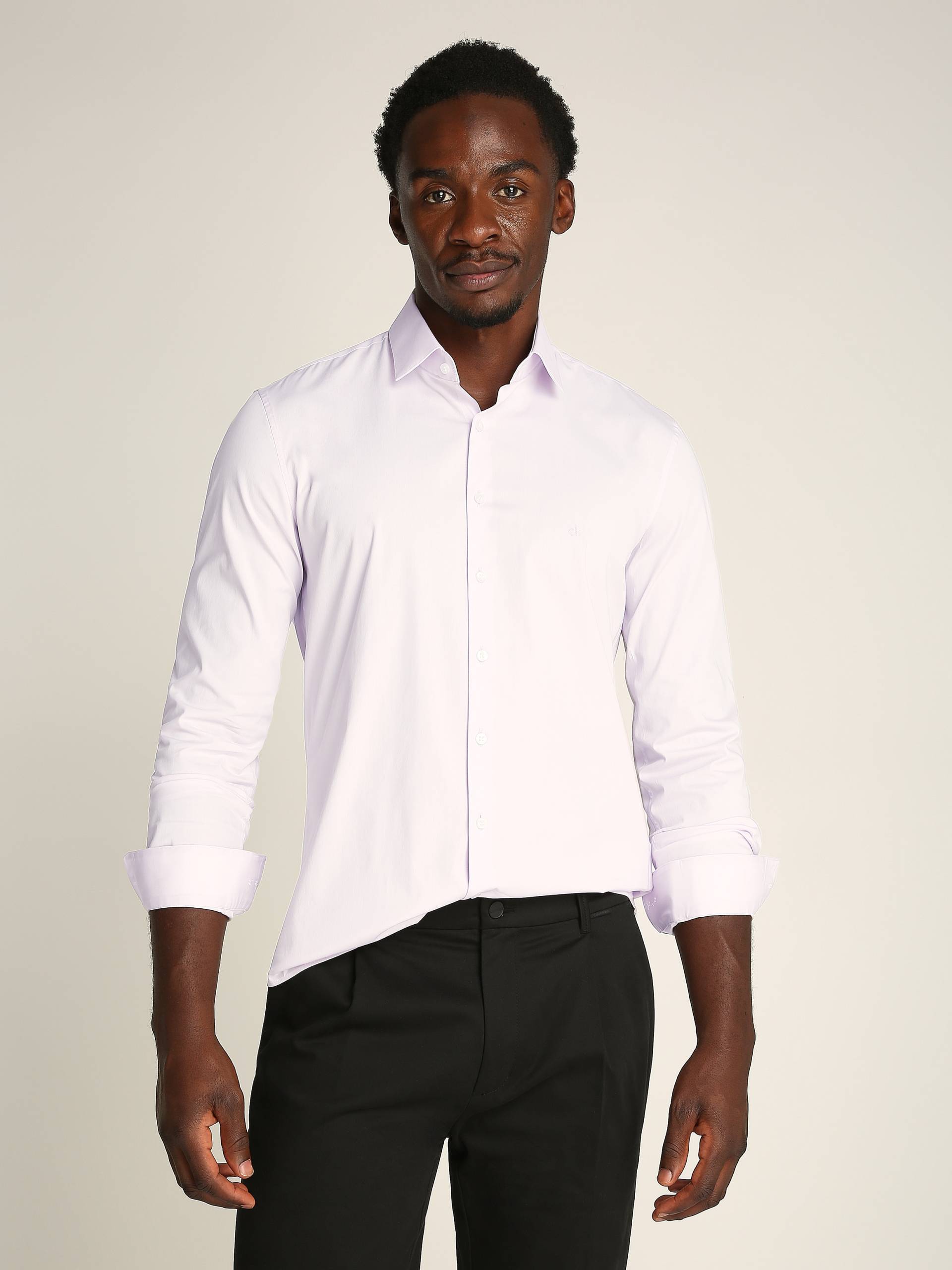 Calvin Klein Businesshemd »POPLIN STRETCH SLIM SHIRT«, mit Kentkragen, Logoprint auf Brusthöhe von Calvin Klein