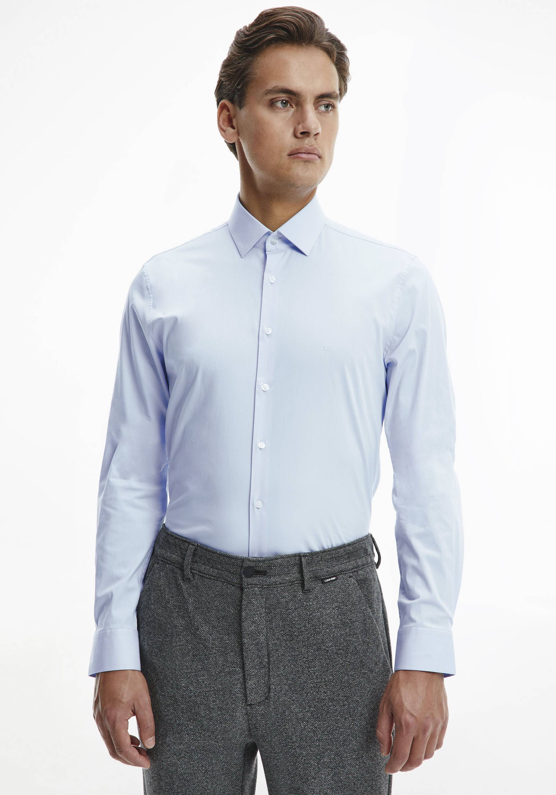 Calvin Klein Businesshemd »POPLIN STRETCH SLIM SHIRT«, mit Kentkragen, Logoprint auf Brusthöhe Calvin Klein Businesshemd »POPLIN STRETCH SLIM SHIRT«, mit Kentkragen, Logoprint auf Brusthöhe von Calvin Klein