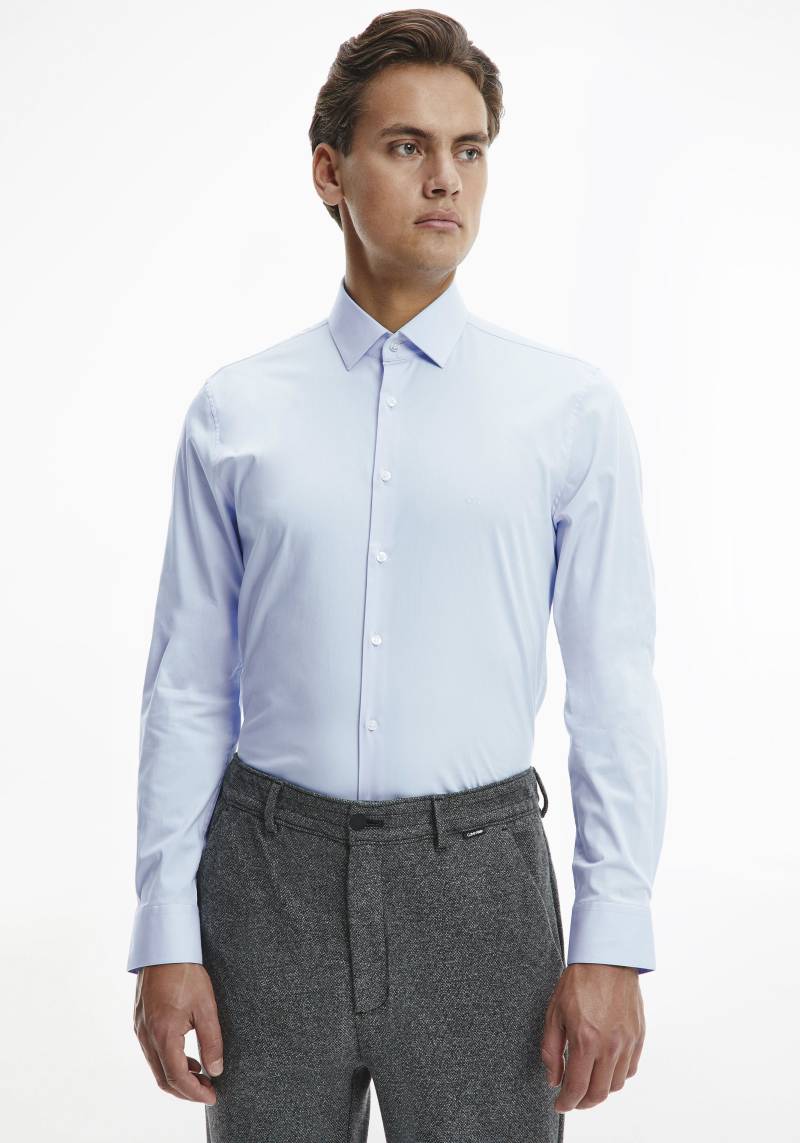 Calvin Klein Businesshemd »POPLIN STRETCH SLIM SHIRT«, mit Kentkragen, Logoprint auf Brusthöhe von Calvin Klein