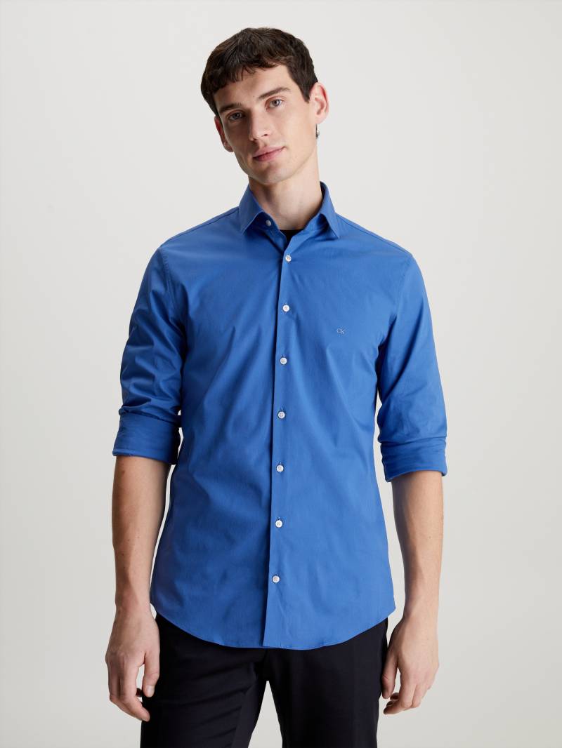 Calvin Klein Businesshemd »POPLIN STRETCH SLIM SHIRT«, mit Kentkragen, Logoprint auf Brusthöhe von Calvin Klein