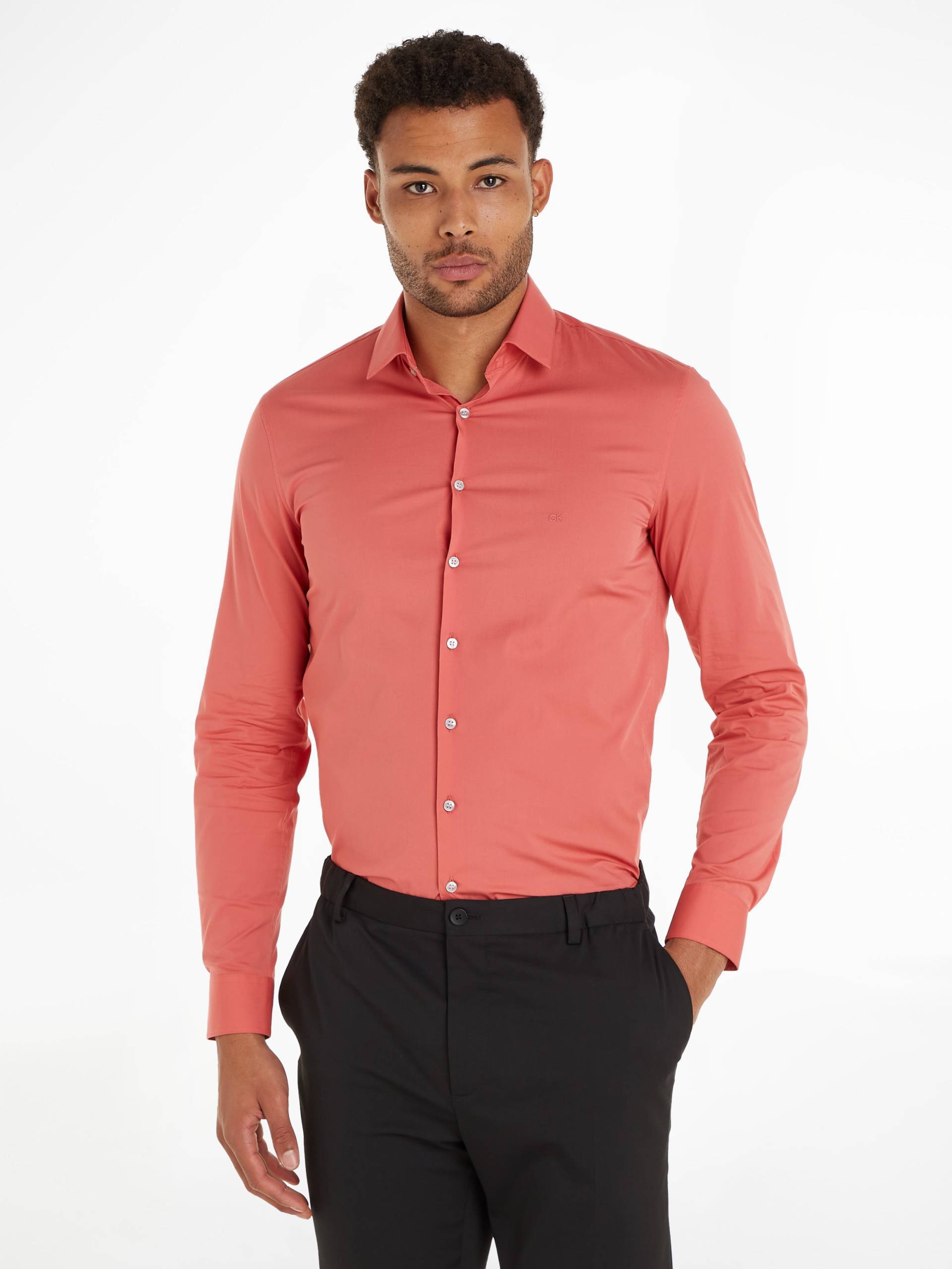 Calvin Klein Businesshemd »POPLIN STRETCH SLIM SHIRT«, mit Kentkragen, Logoprint auf Brusthöhe Calvin Klein Businesshemd »POPLIN STRETCH SLIM SHIRT«, mit Kentkragen, Logoprint auf Brusthöhe von Calvin Klein